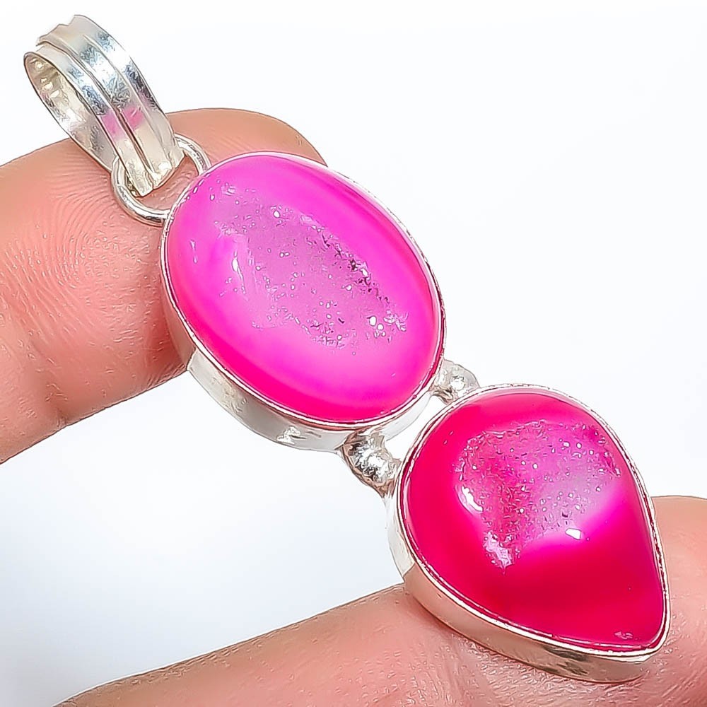 Gift For Her 925 Sterling Silver Drusy Gemstone Jewelry Pendant