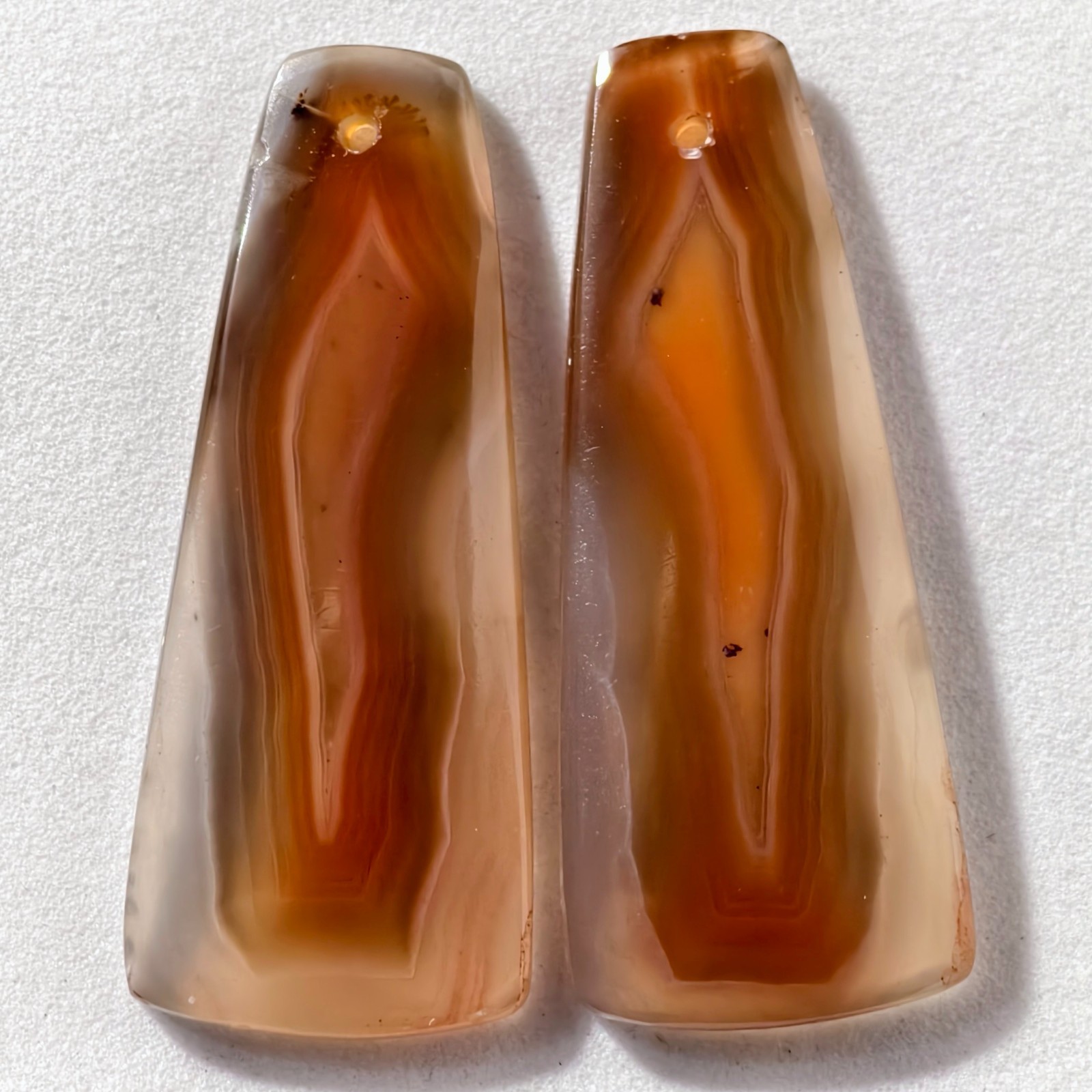 32 Cts Natural Botswana Agate Drilled Pair Cabochon Gemstone 35 X 14.2 MM