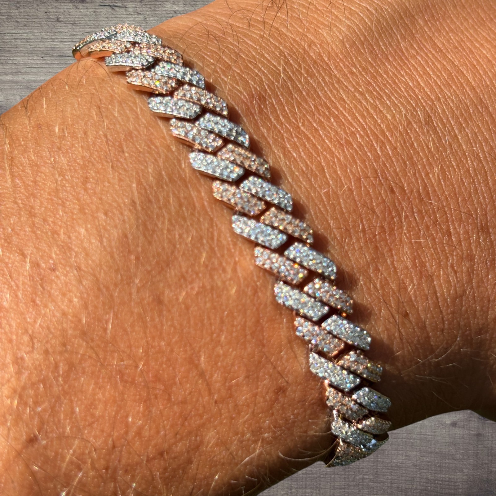 8mm Moissanite Cuban Prong Bracelet – 925 Sterling Silver or 14k Gold/Rose/Black