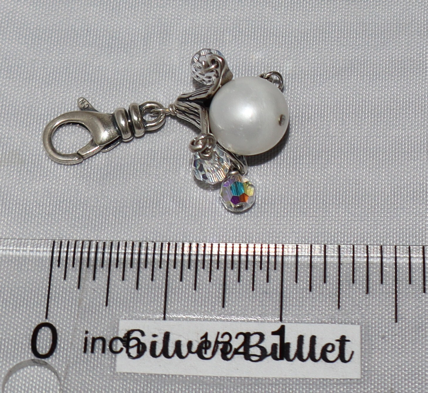 Silpada Sterling Silver Bliss Bits Pearl and Crystal Clip On Charm C2540