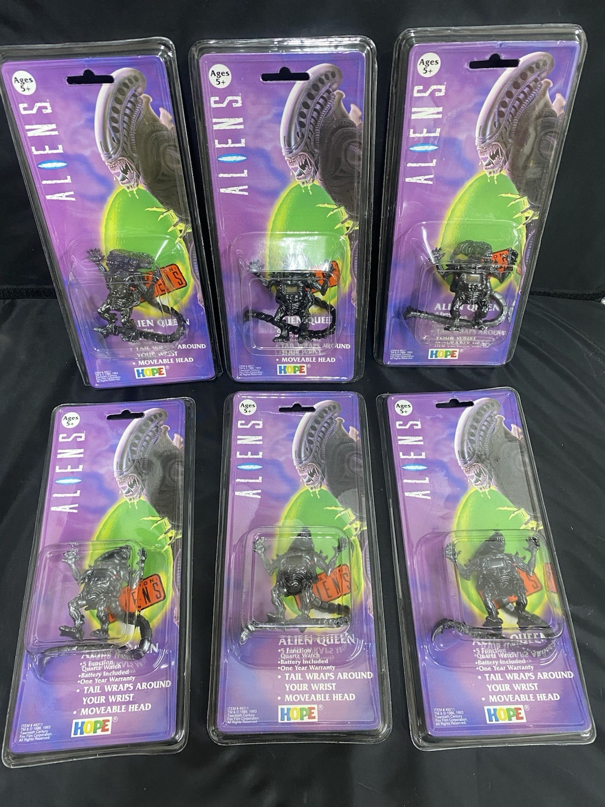 6 Pack Alien Queen Figure Digital Watch 1993 Vintage Old Stock