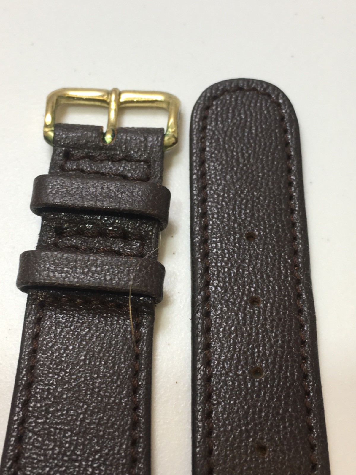 Vintage Seal Dark Brown Leather Watch Strap Hand Made 1950s Sewn End 19mm N.O.S.