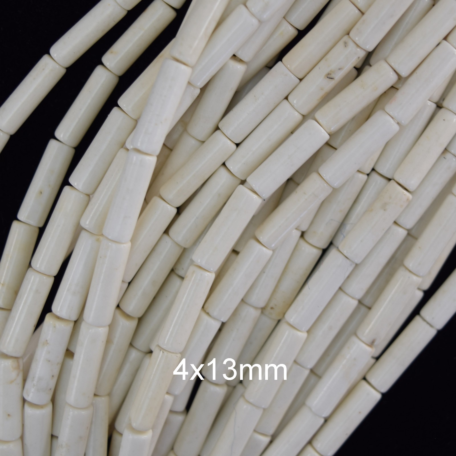 13mm white turquoise tube beads 15.5″ strand 4x13mm