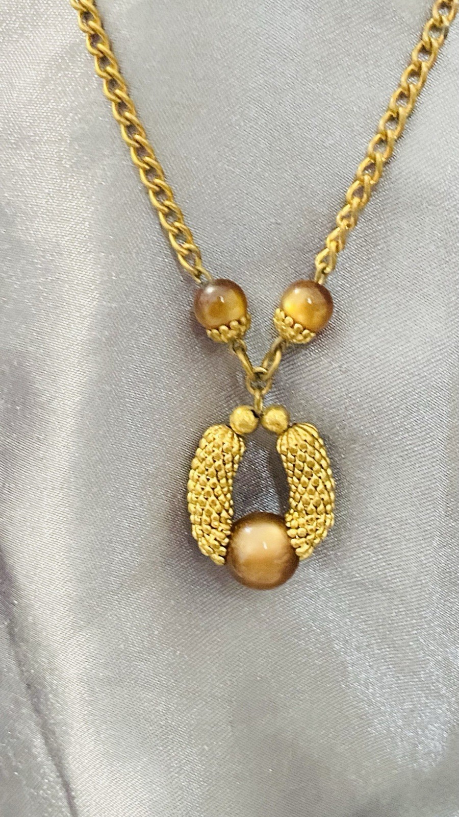 Mcm 20 In Tiger Eye Accent Goldtone Necklace