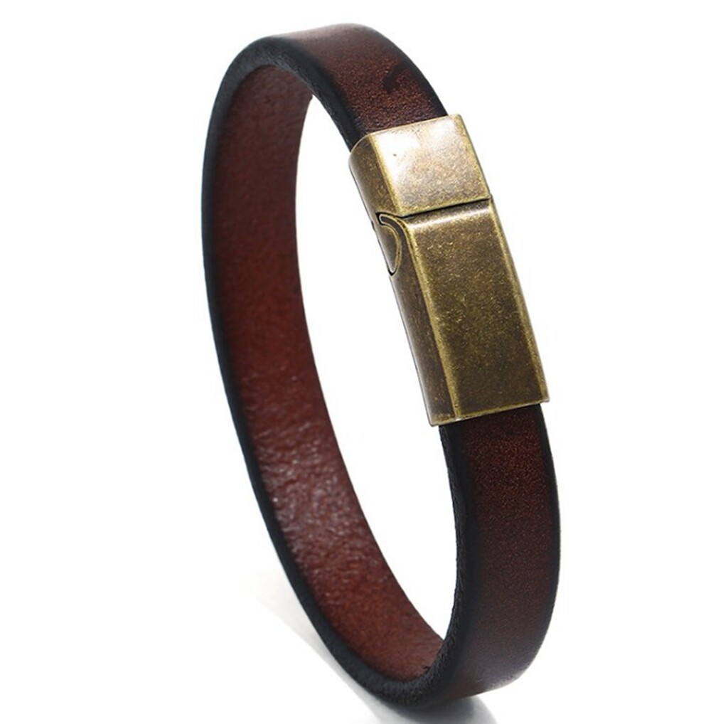 MEN/ Women Cowboy Vintage Brown Genuine Leather Bracelet / Wrist Bangle 6-9″