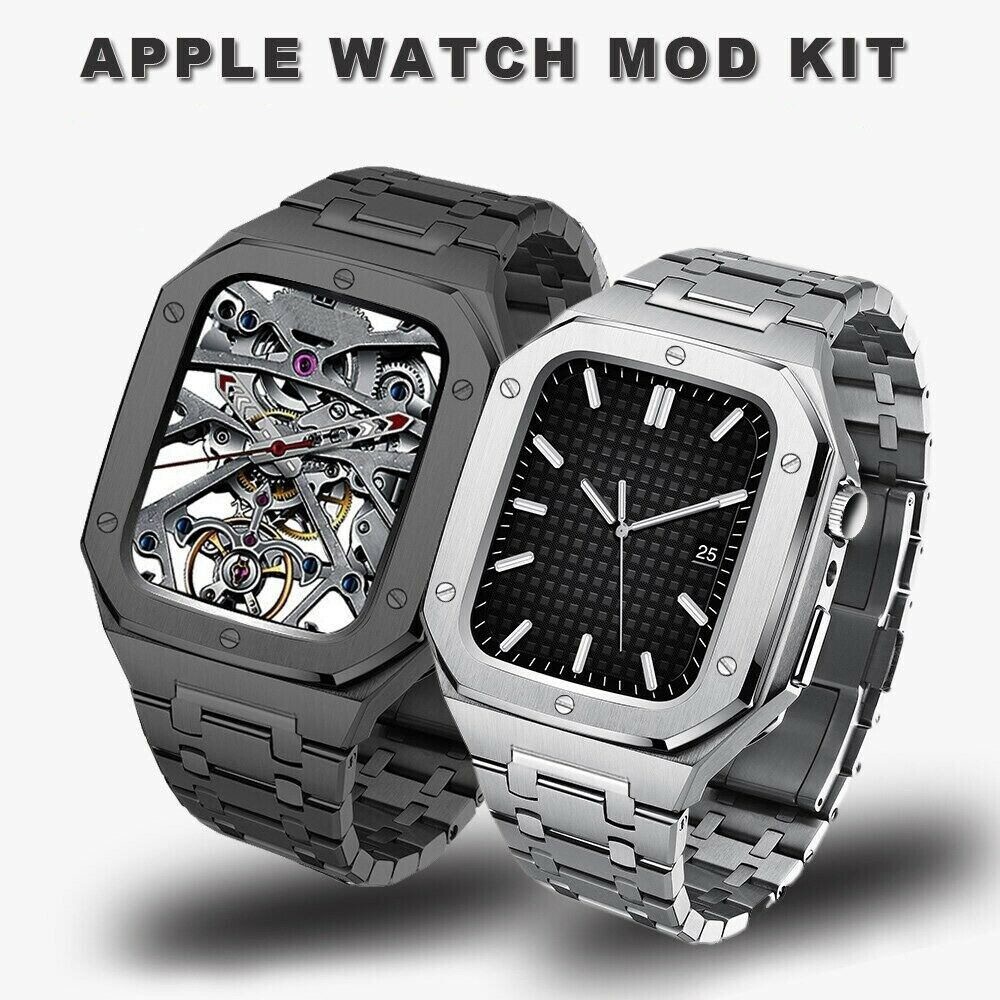 For Apple Watch Series 10 Stainless Steel AP Mod Kit Case Band Strap Cover 46mm