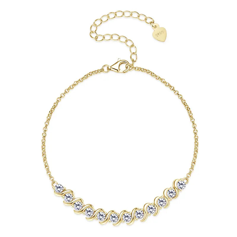 1.2ct Round Cut Lab‑Created Diamond Test Pass 16.5-21.5cm Chain Bracelet