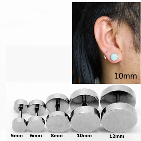 New Round Barbell Stainless Steel Screw Back Men’s Earring Ear Studs 3-14mm USA