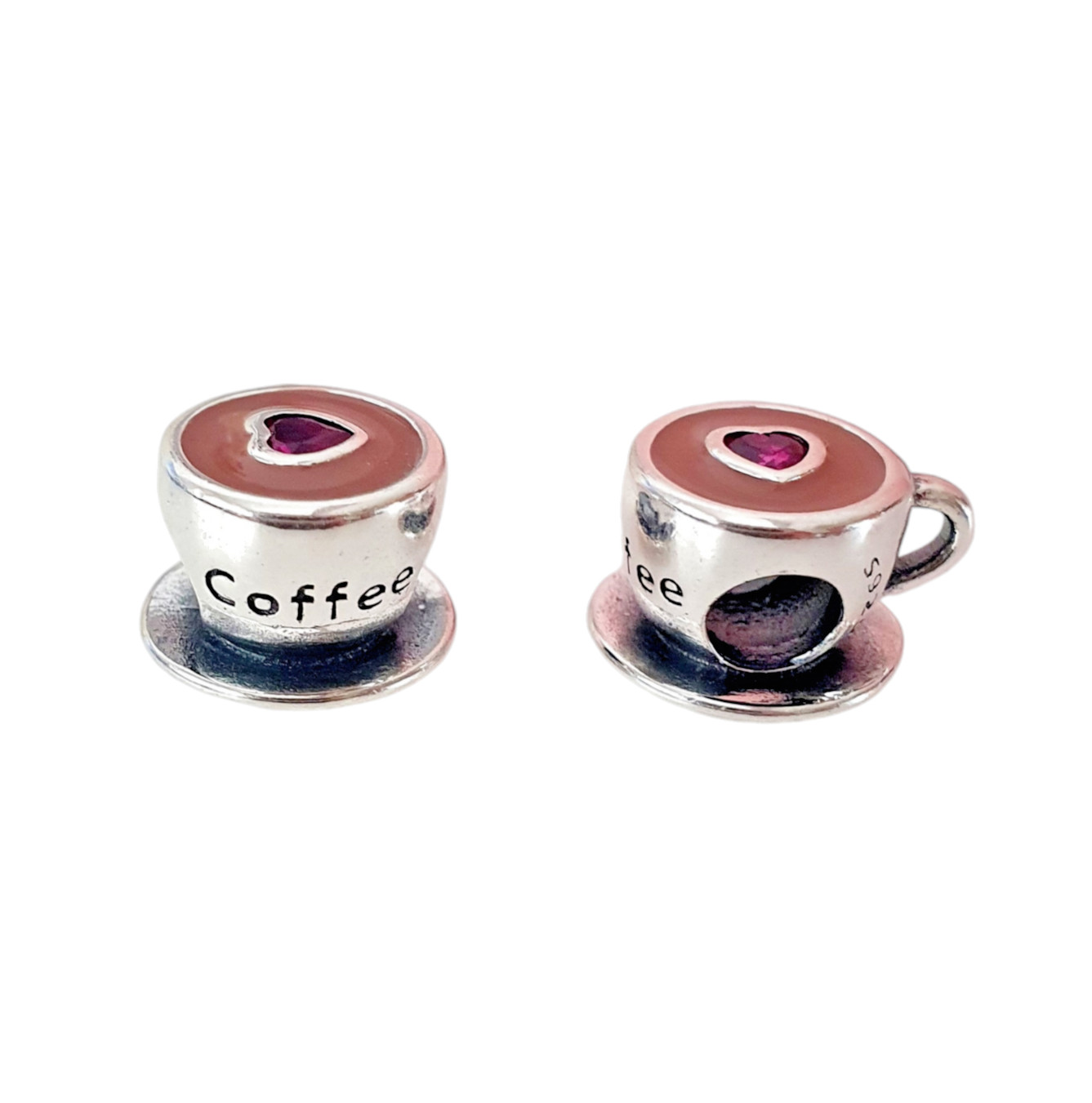 NEW Love Heart Coffee Silver S925 Charm Bead For All Brands Of Charm Bracelet