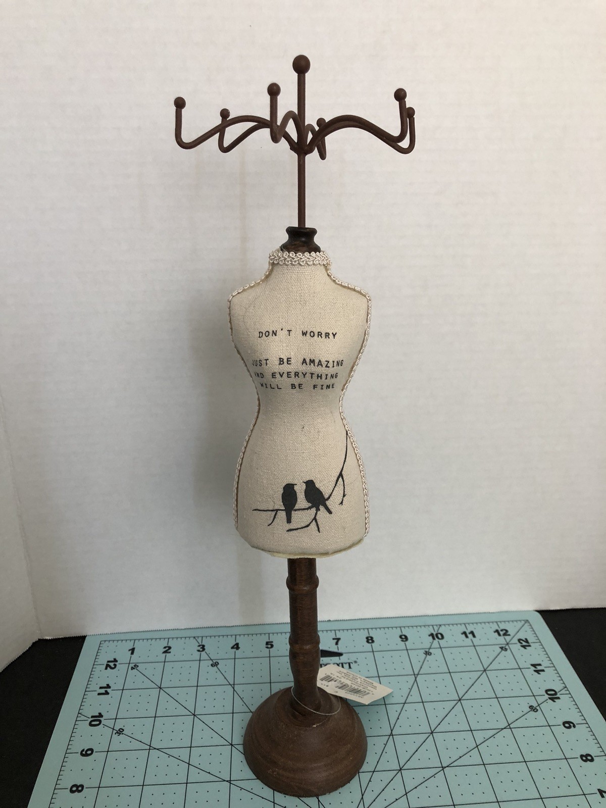 Jewelry Organizer Mannequin Fashion Designer Display 15.5″H Wood Base