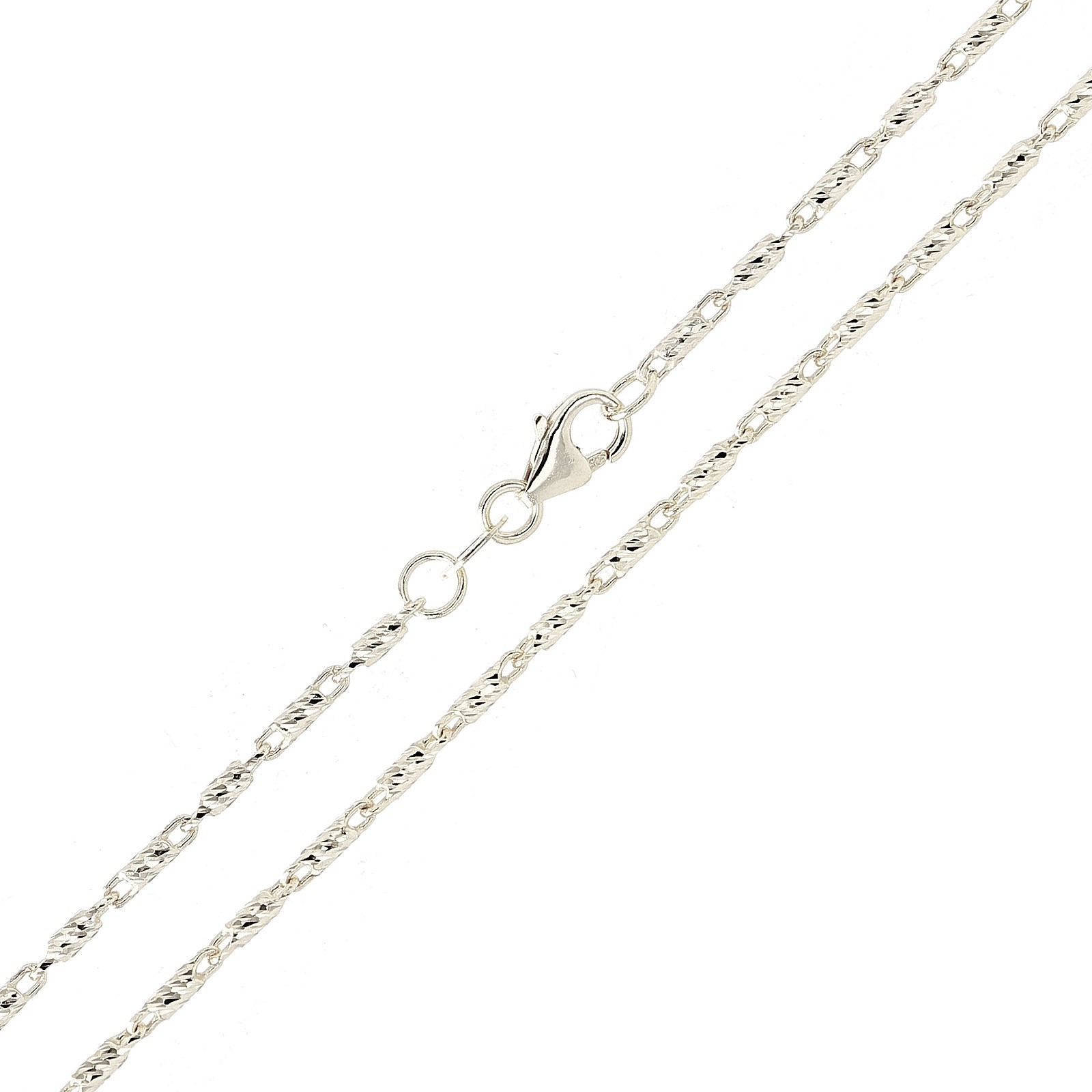 Italian 14k White Gold Solid Diamond Cut Raso Chain Necklace 16″ 1.4mm 5.9 grams