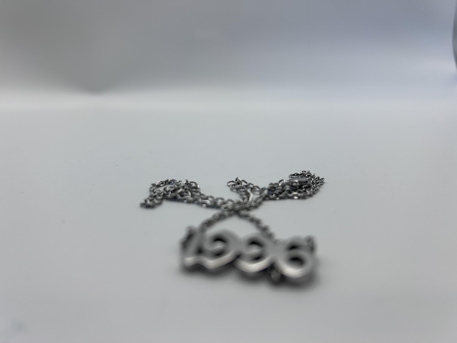 Necklace Silver Tone 1996 Year Pendant Chain Lobster Clasp Minimalist Fashion