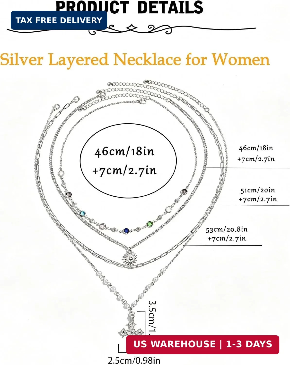 MODRSA Gold Stacked Layered Necklaces for Women Pearl Pendant Charm Cross Lariat
