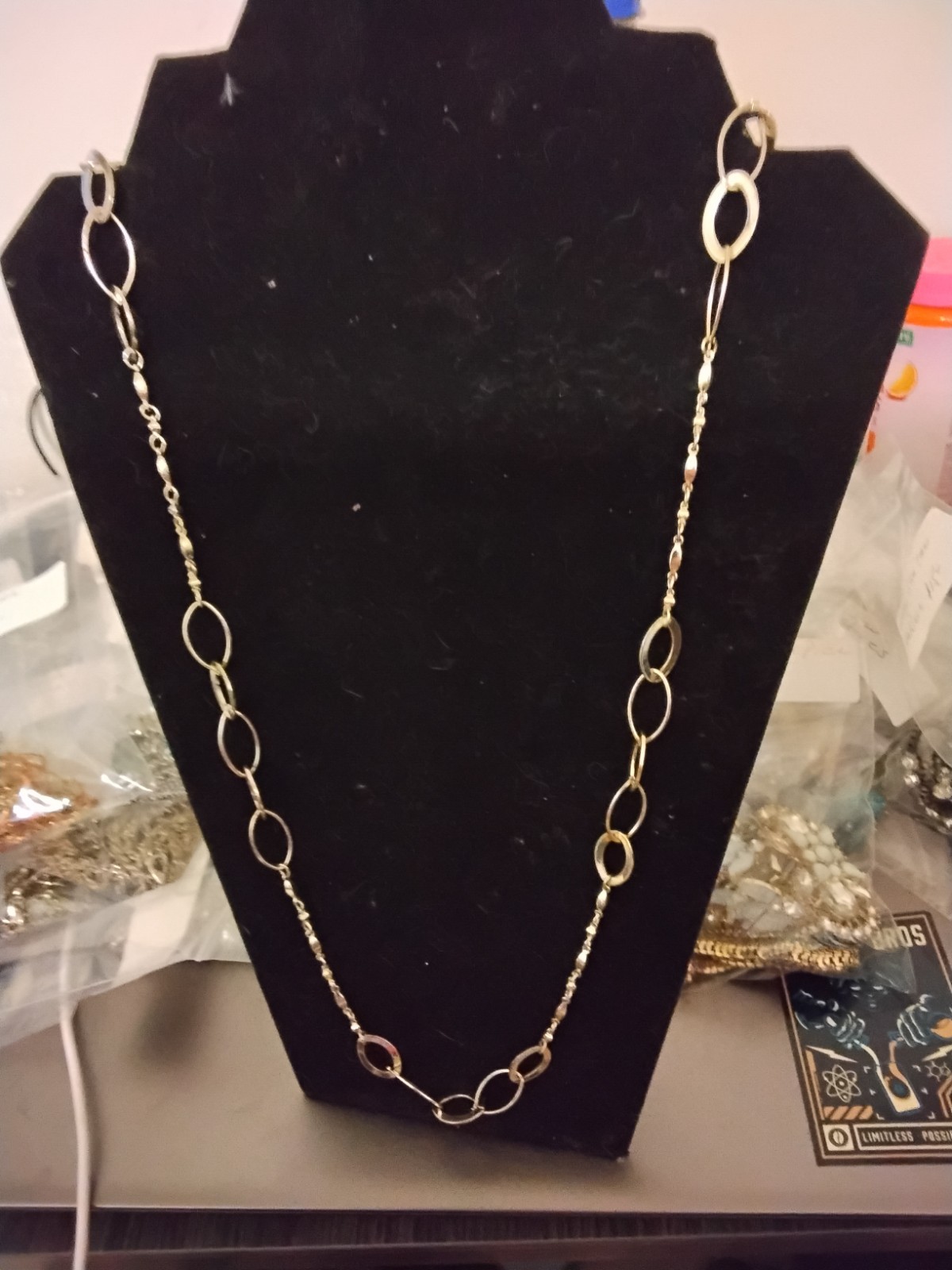 Silver Tone Oval Link Chain Necklace – Metal Fashion Costume, No Stone