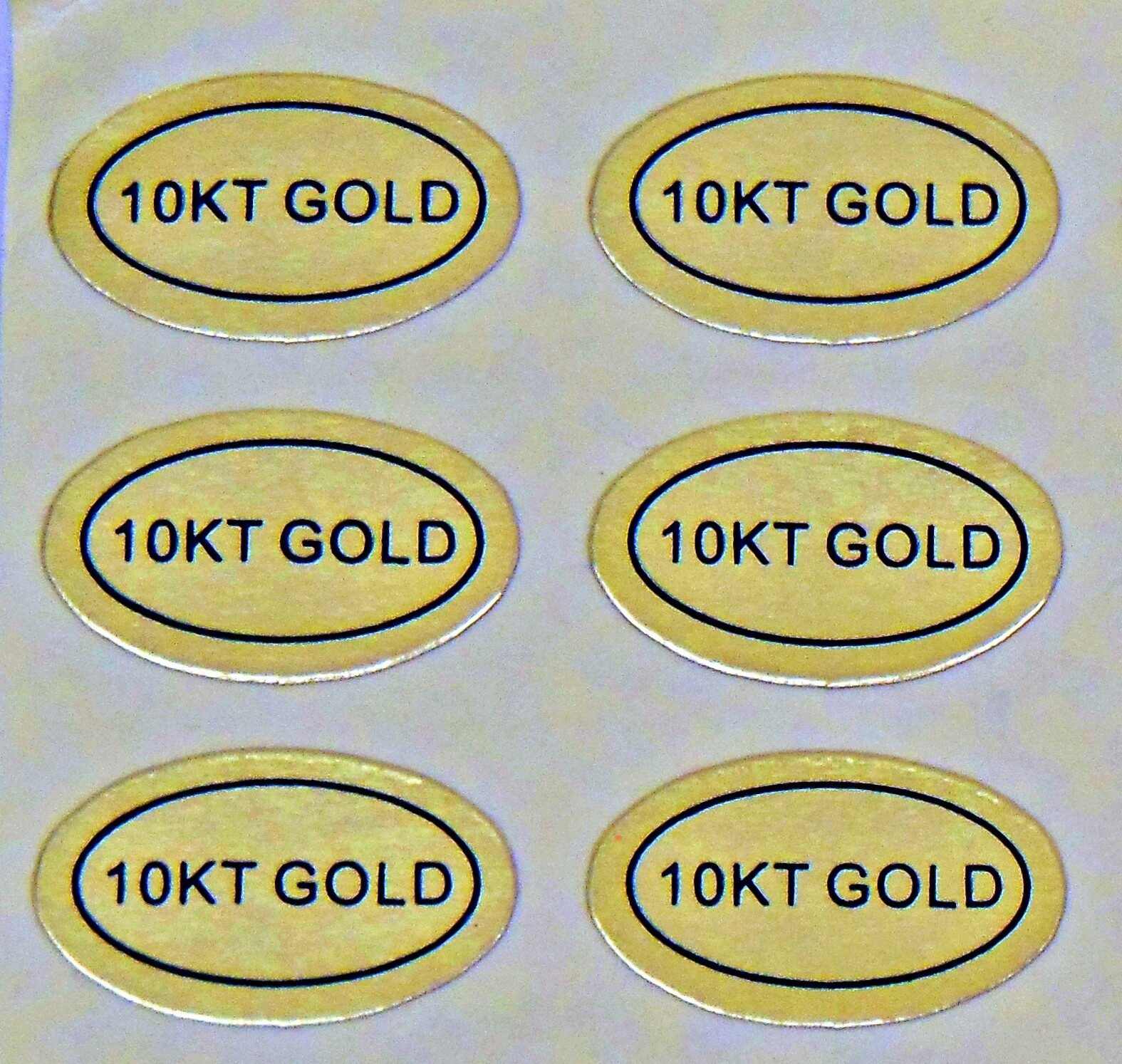 Gold Foil Labels 10KT GOLD Peel Off Adhesive Tags Oval 1/2″ x 5/16″ Jewelry 10k