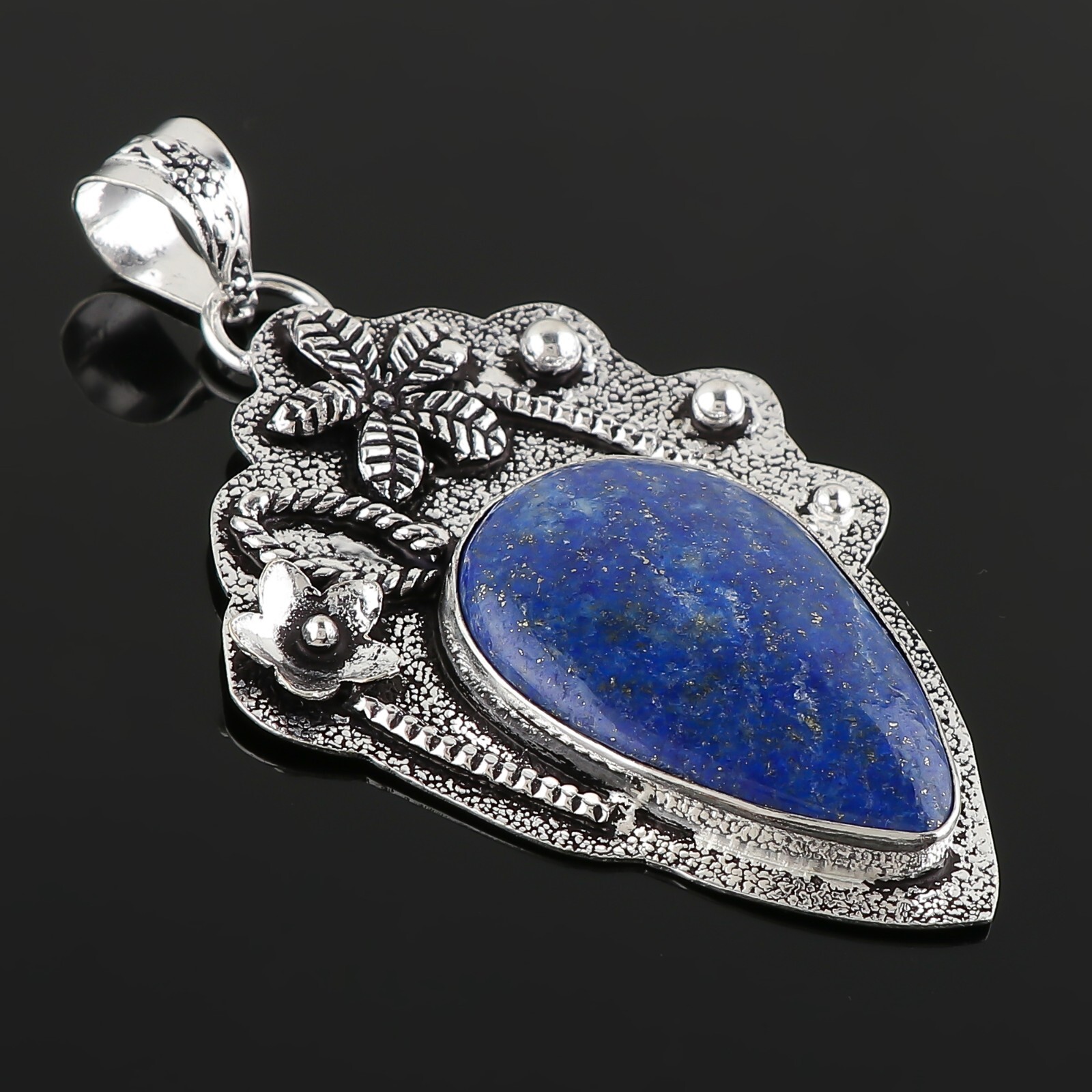Natural Lapis Lazuli Gemstone Handmade Pendant 925 Sterling Silver Jewelry 2.75″
