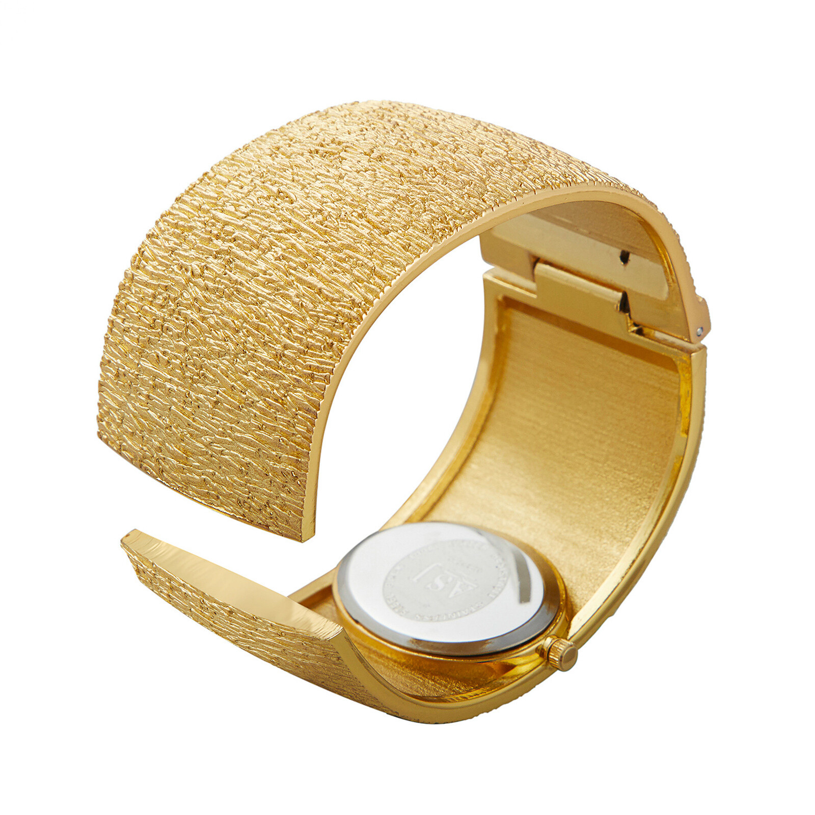 Womens Luxury Gold Chunky Bangle Retro Oval CZ Dial Analog Dress Cuff Wristwatch
