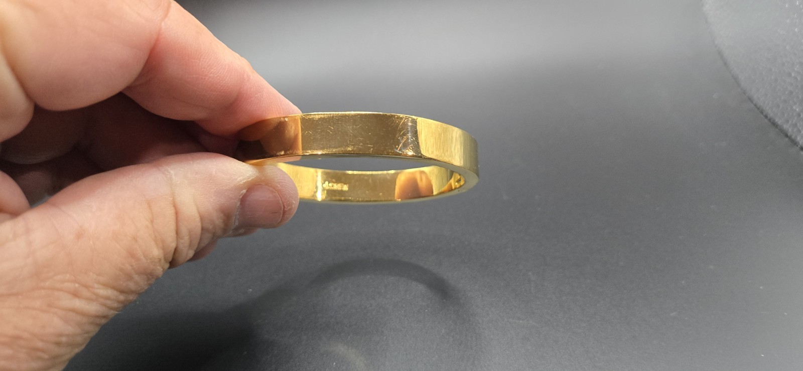 VTG Signed J.CREW Cuff Bracelet Gold Tone Lux Shine Hinged Push Lock