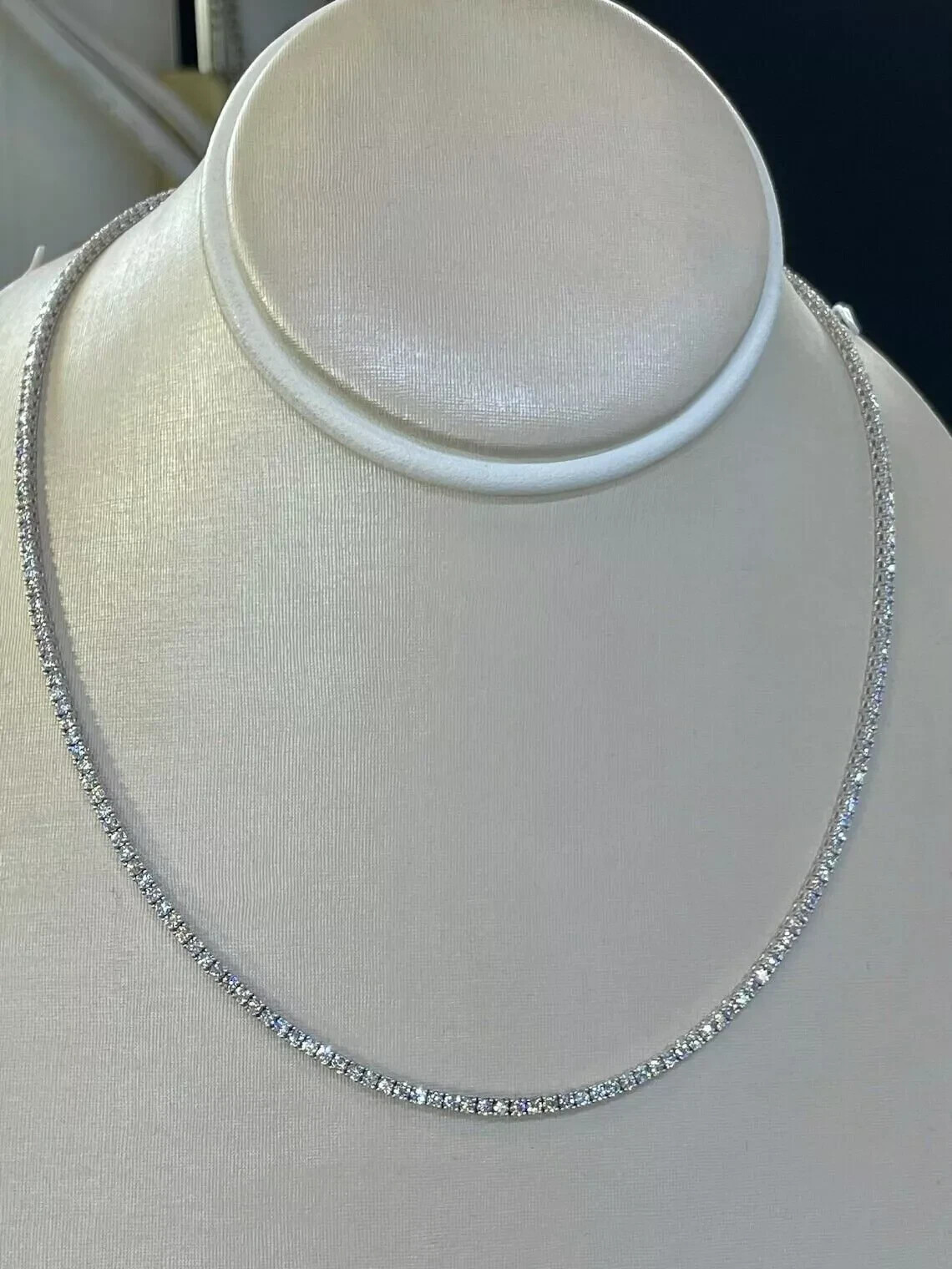 20.00 Ct 14K White Gold Lab-Grown Eternity Diamond Tennis Necklace, 17” NEW!