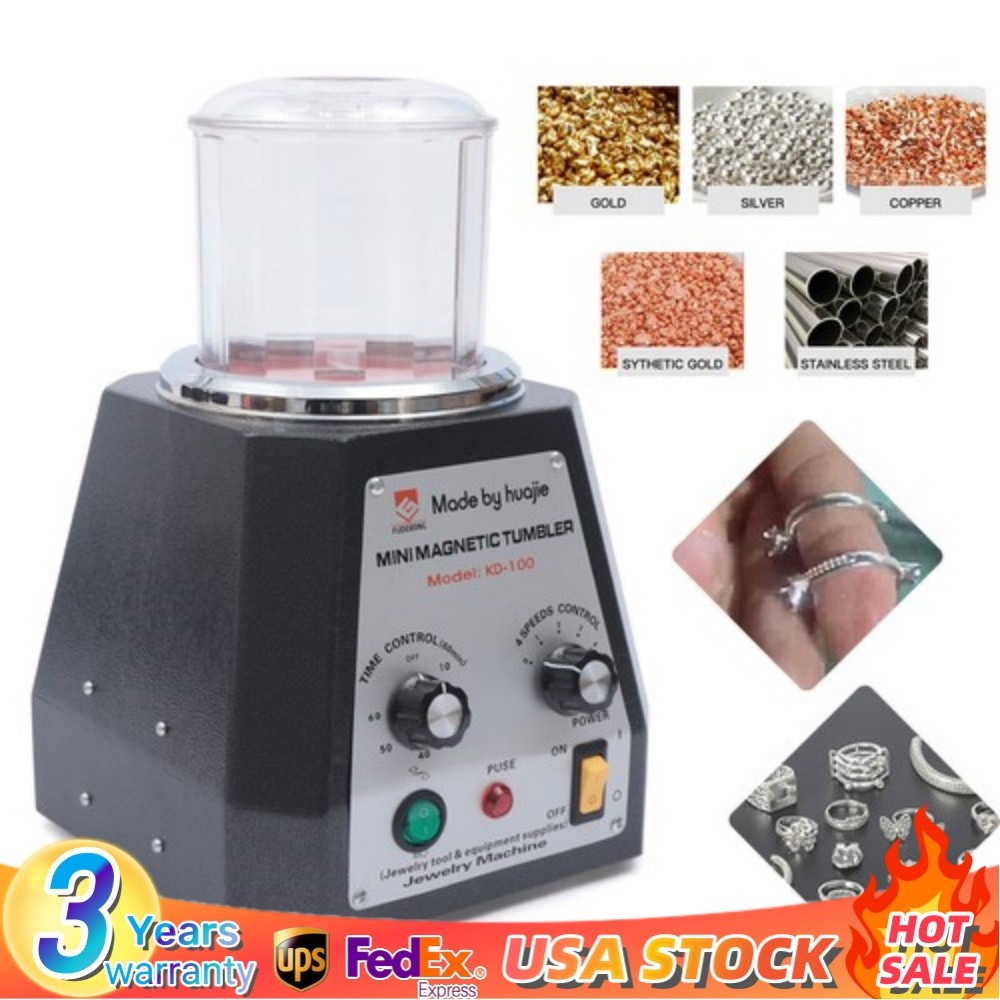 Magnetic Tumbler Jewelry Polishing Machine 100 mm Jewelry Finisher 4-Speed USA