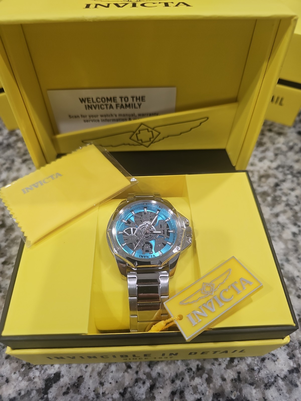 Retail 299.99! Invicta Auqa Objet D Art Men Watch w/ Skeleton Dial – 44mm. Steel