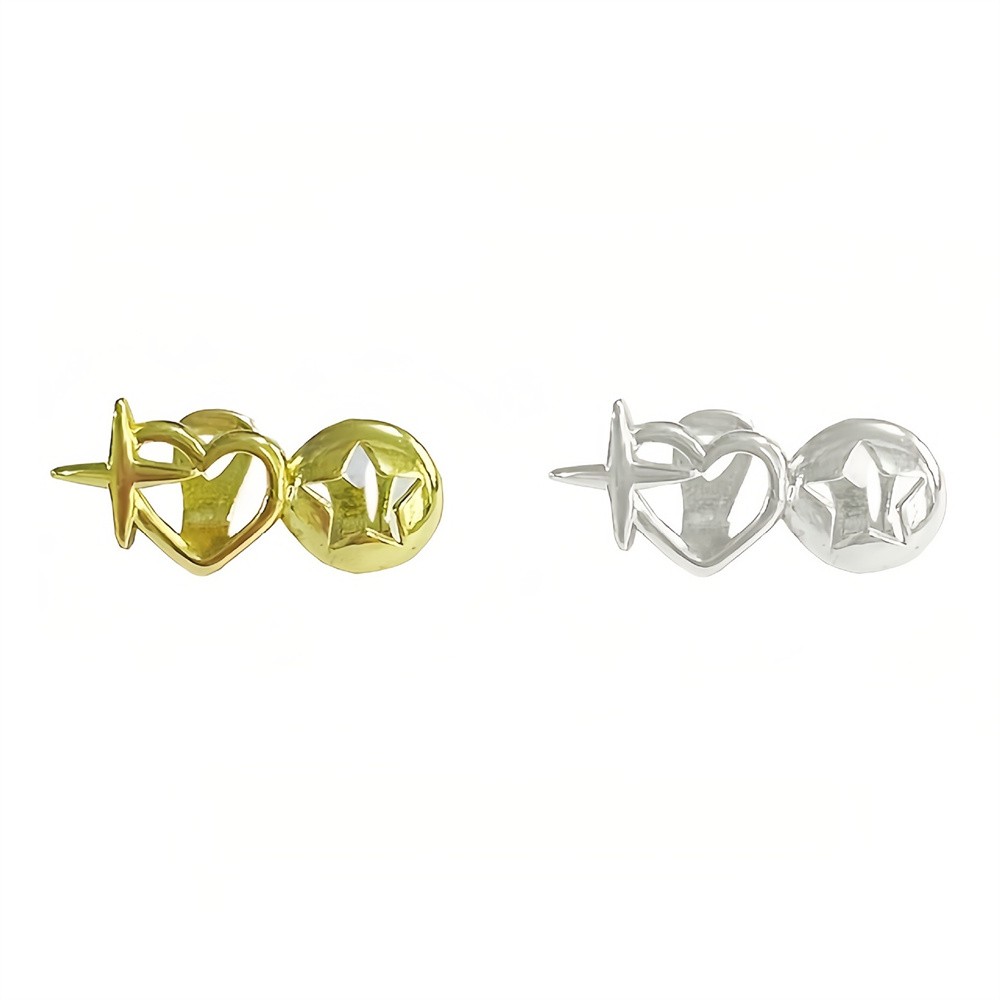 Vintage Double Hollow Heart Star Teeth Grillz Hip Hop Glossy Cross Tooth Caps