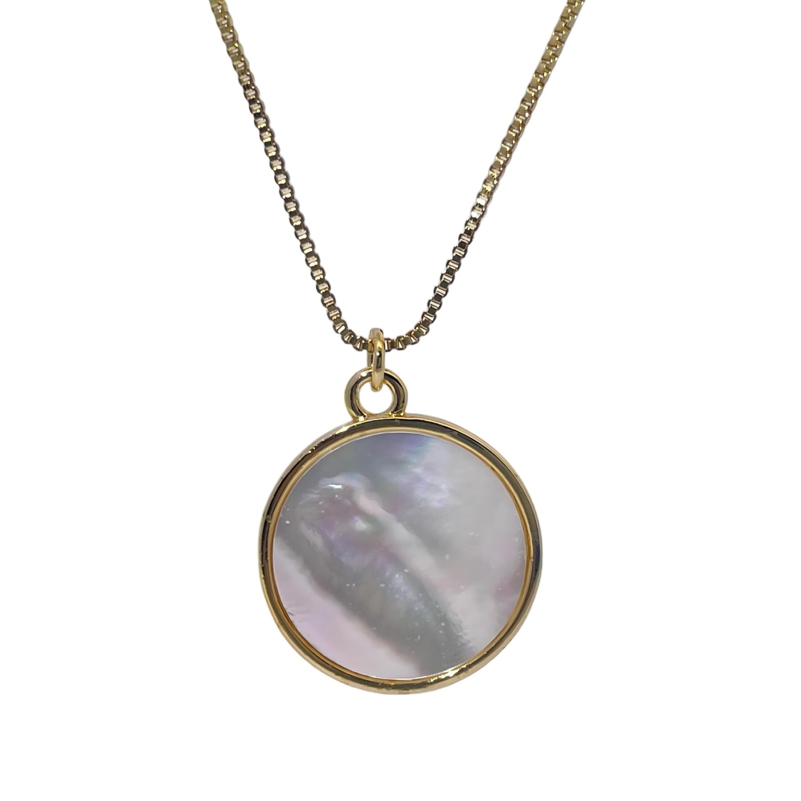 Warm Fortune Sunburst Mother-of-Pearl Pendant Necklace for Women: 18K Gold Plate