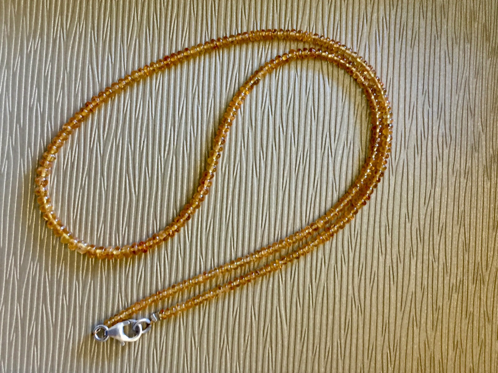 Spessartite Garnet Silver Necklace 16.5″ Rondelle 2.5-3.5mm beads Spessartine