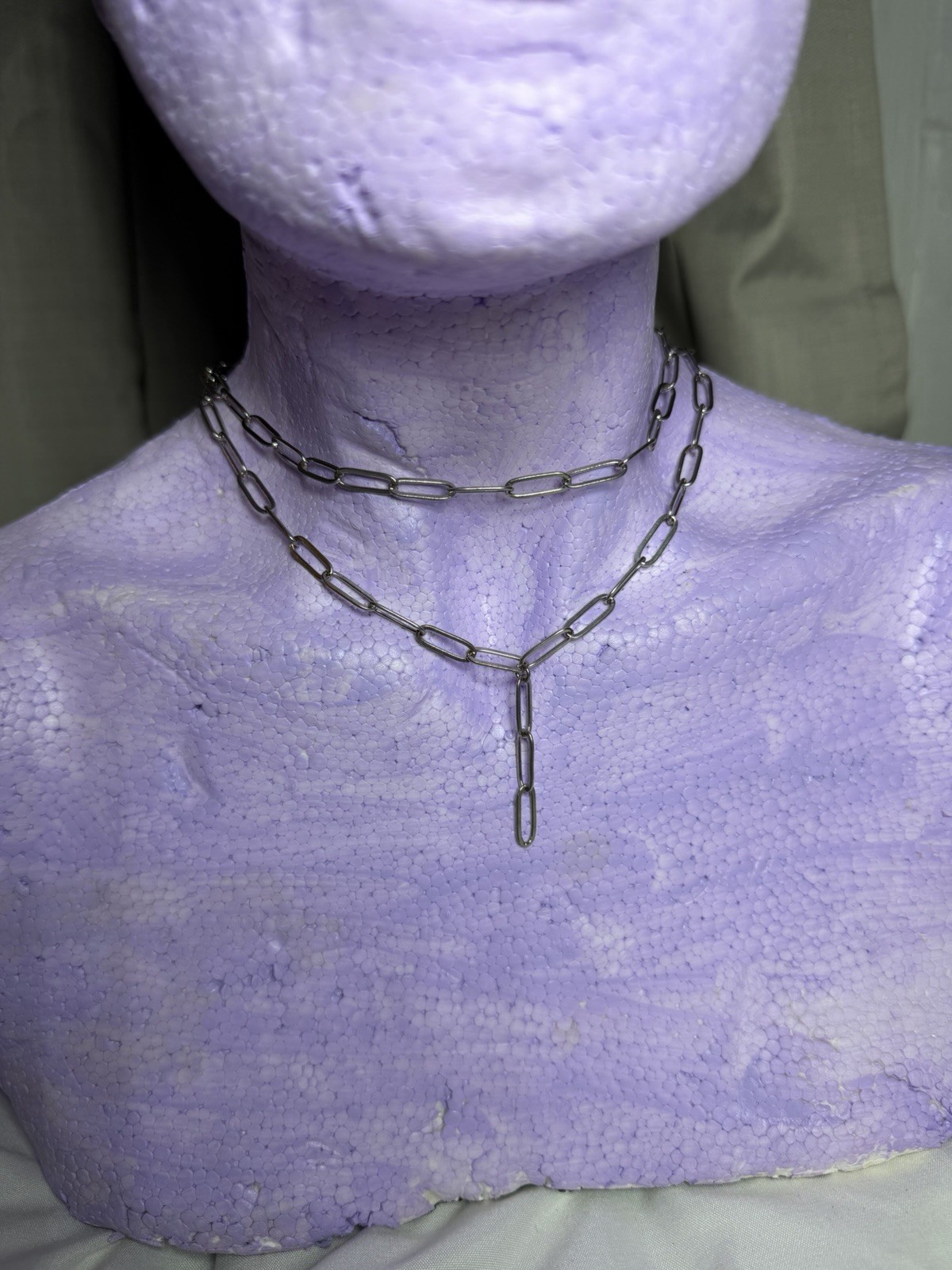 BaubleBar Silver Tone Paperclip Chain Layered Y Necklace Modern Statement #07