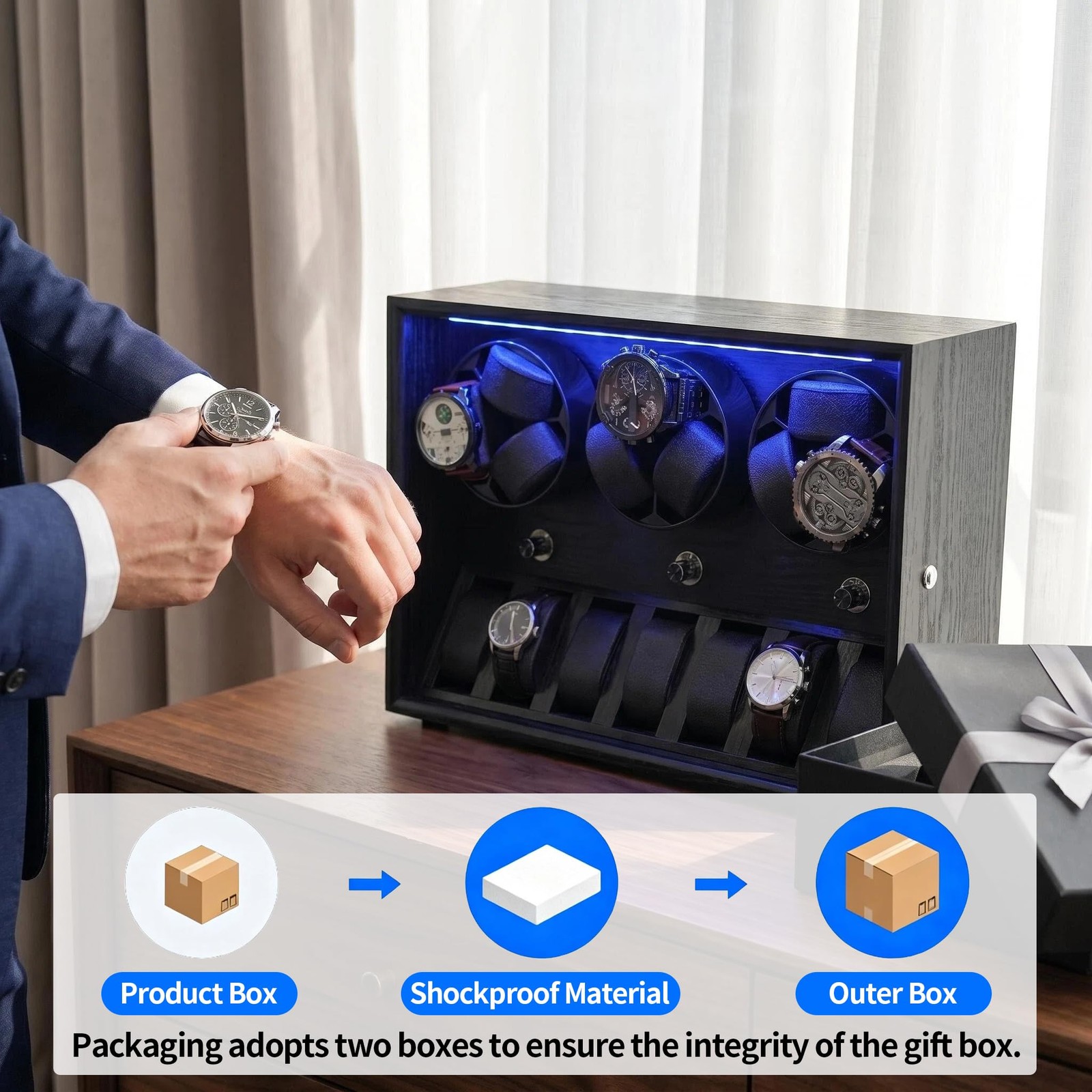 Oryx 9 Watch Winder for Automatic Watches, Rotating Watch Box 5 Rotation Mode…