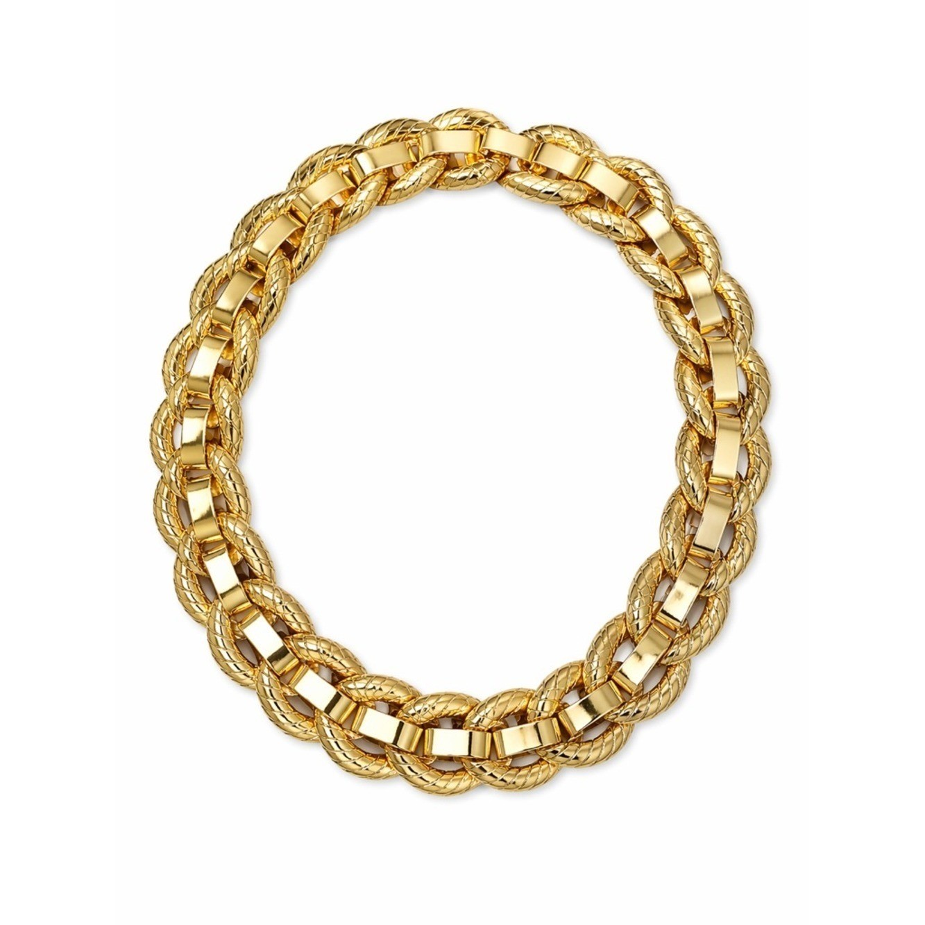 Chunky Gold Statement Chain Necklace Heavy Weight Double Link Collar NWT