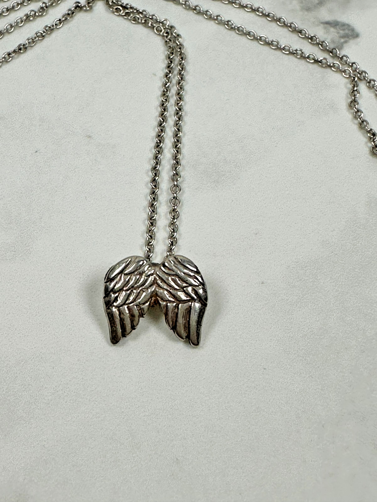 Sterling Silver Necklace with Delicate Angle Wings Pendant – 16″