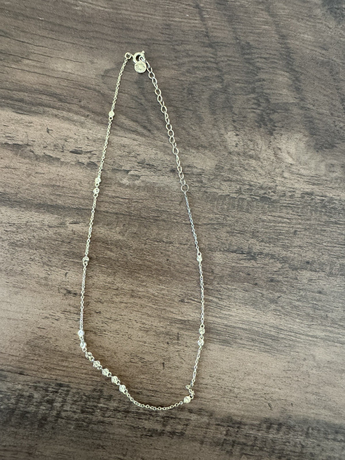 Gorjana Gold Tone Crystal Station Necklace Adjustable Delicate Layering Boho