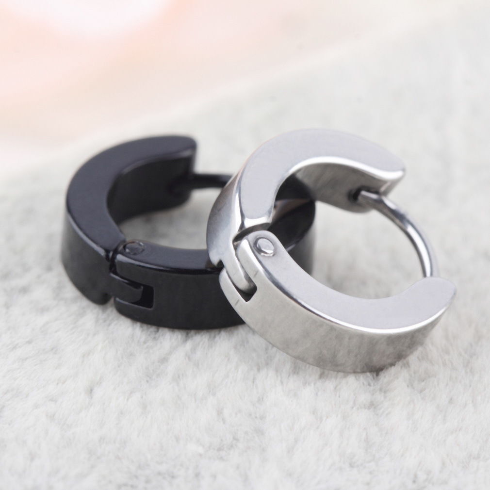 4 Pairs Mens Women Stainless Steel Punk Hoop Ear Stud Cuff Unisex Cool Earring