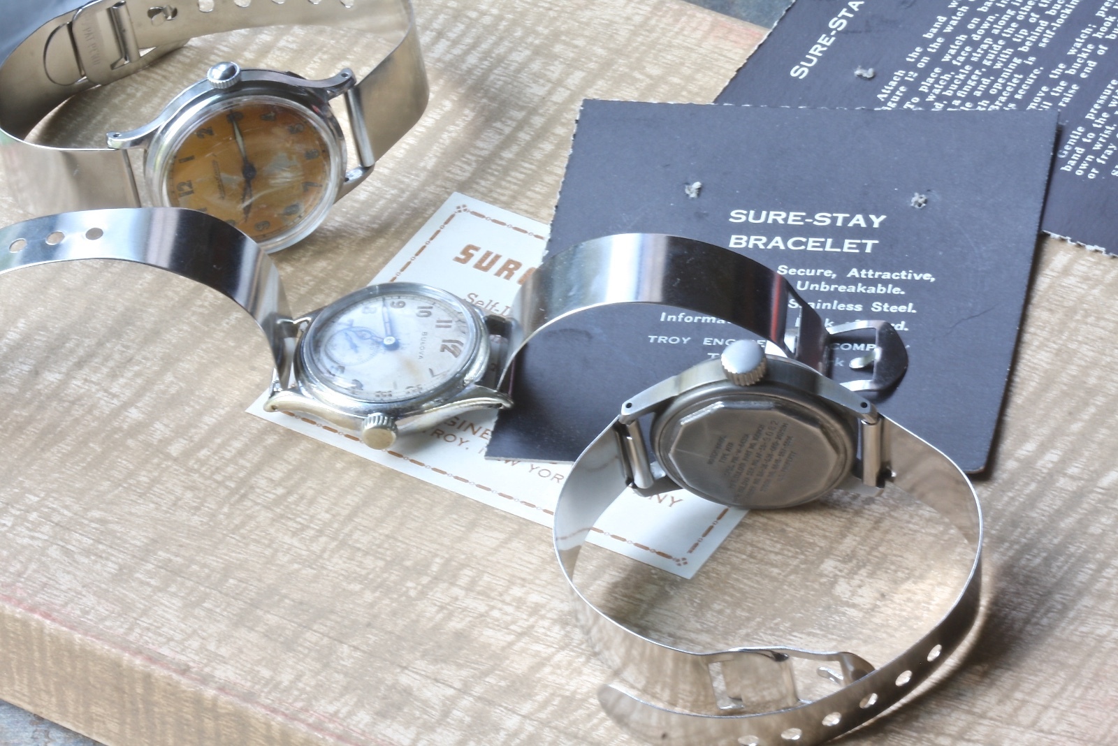 Surestay 1940s vintage military watch band 16mm cuff type spring bars/fixed lugs
