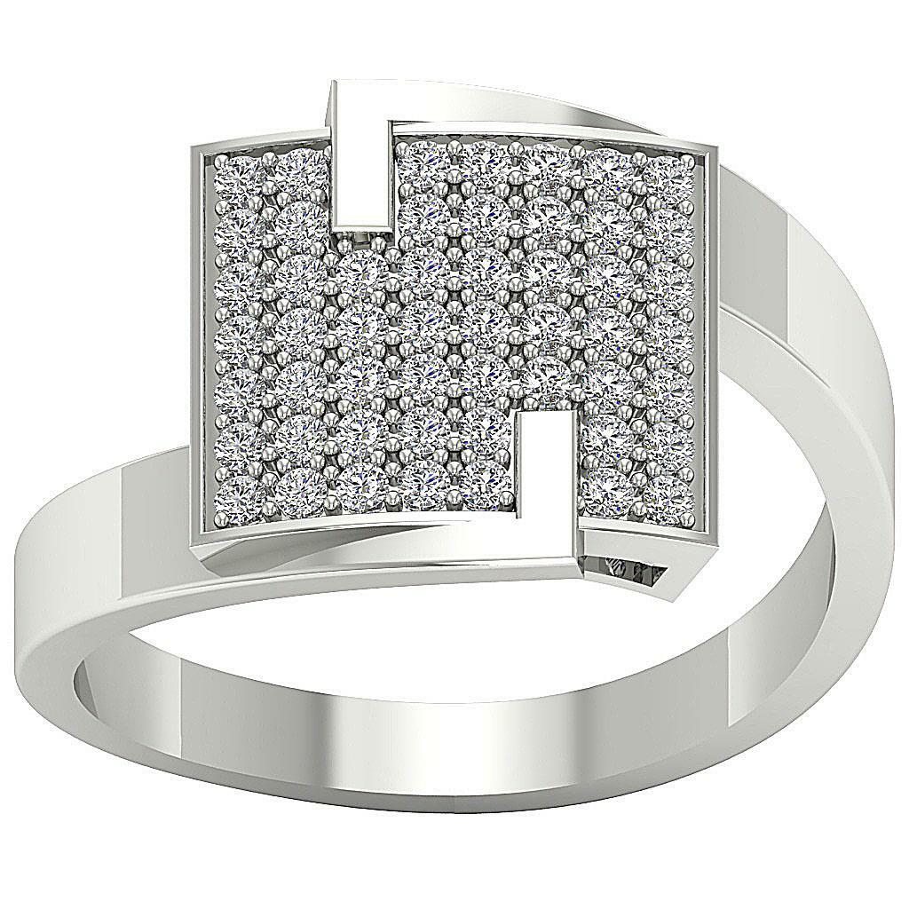 Right Hand Anniversary Ring 0.50 Ct SI1 G Genuine Diamond White yellow Rose Gold