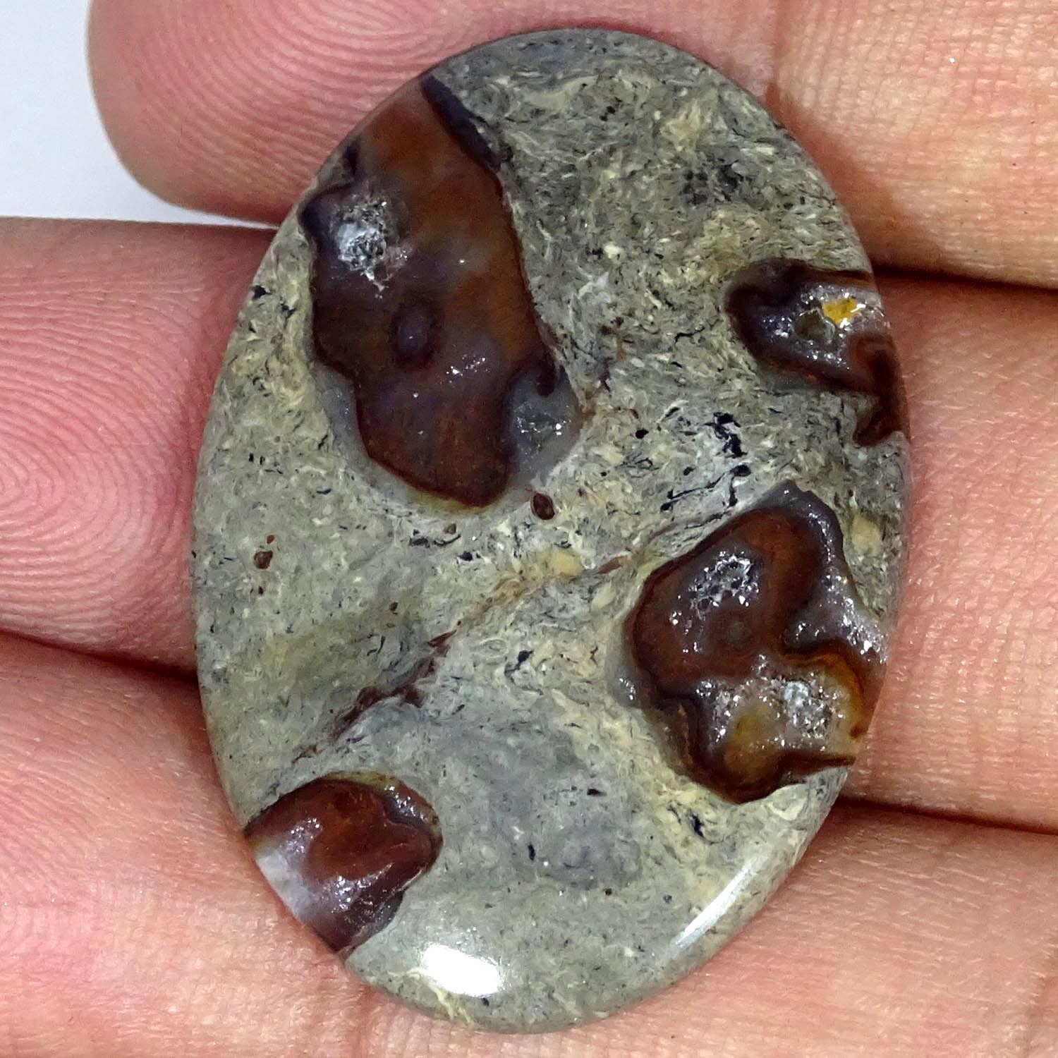 25.40Cts Natural Rock Calci Agate Oval Cabochon Gemstone 24X35X4MM