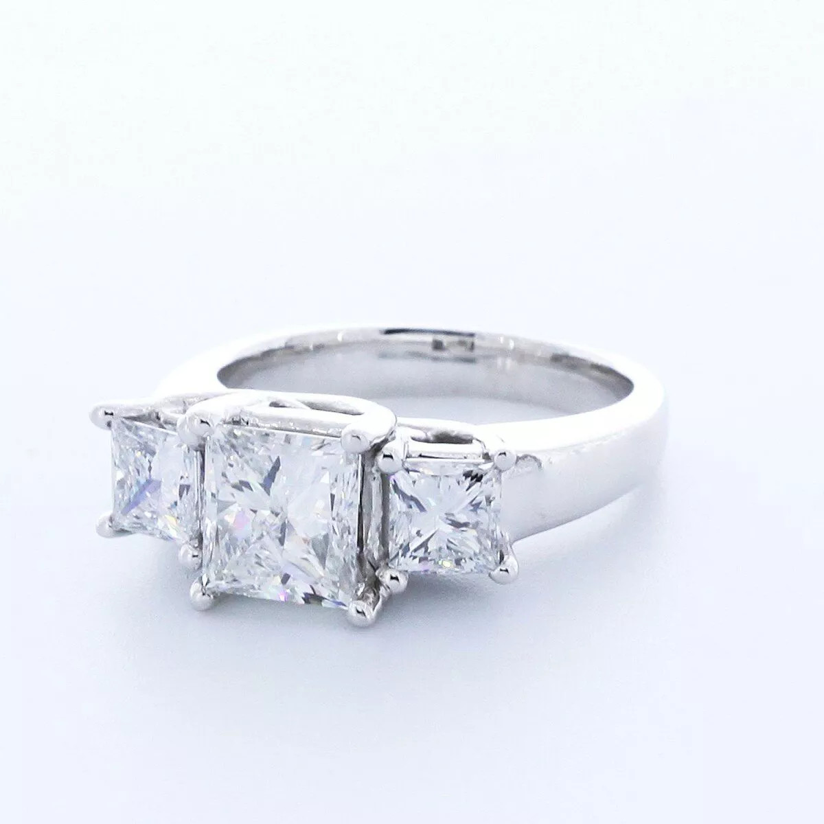 14K White Gold Engagement Ring Trellis 3.17 CT Princess Lab-Grown Diamond F SI1
