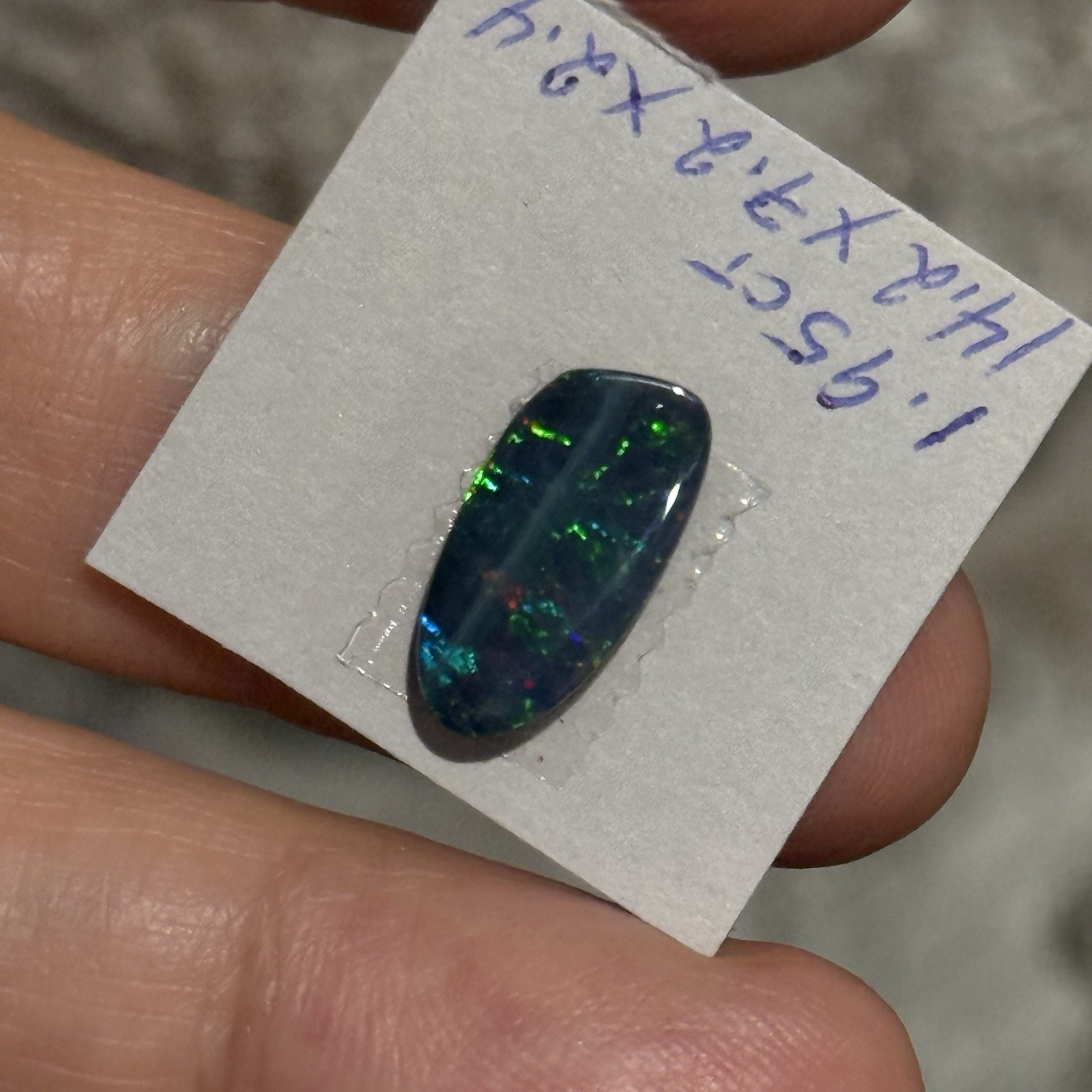 1.95ct 14.2×7.2×2.4mm Sparkling Green Blue Australian Doublet Opal Cabochon Gem