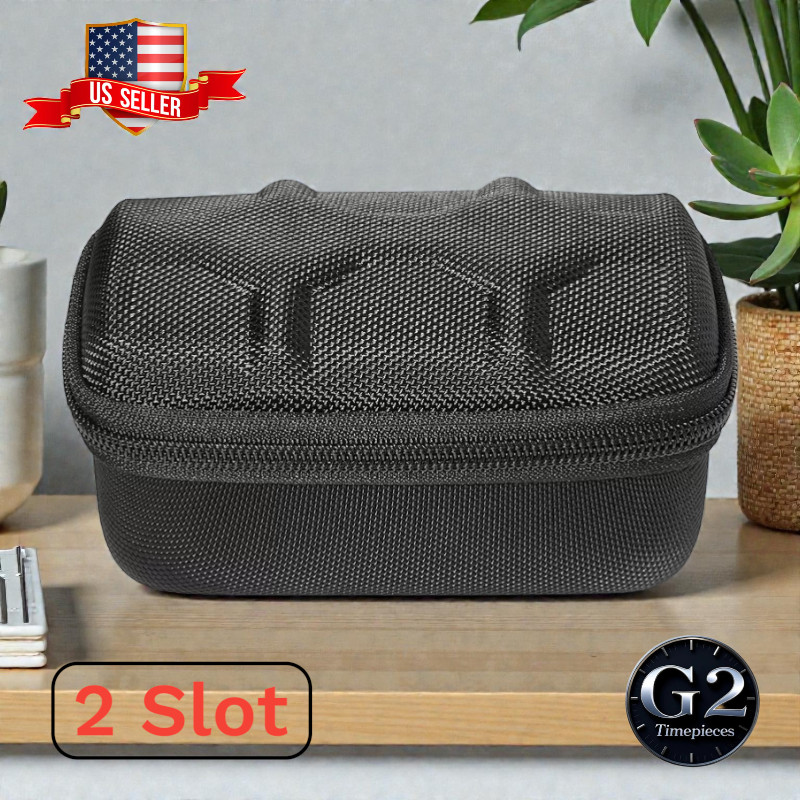 2 Slots Hard Travel Watch Roll Case Wristwatch Display Storage Box Organizer
