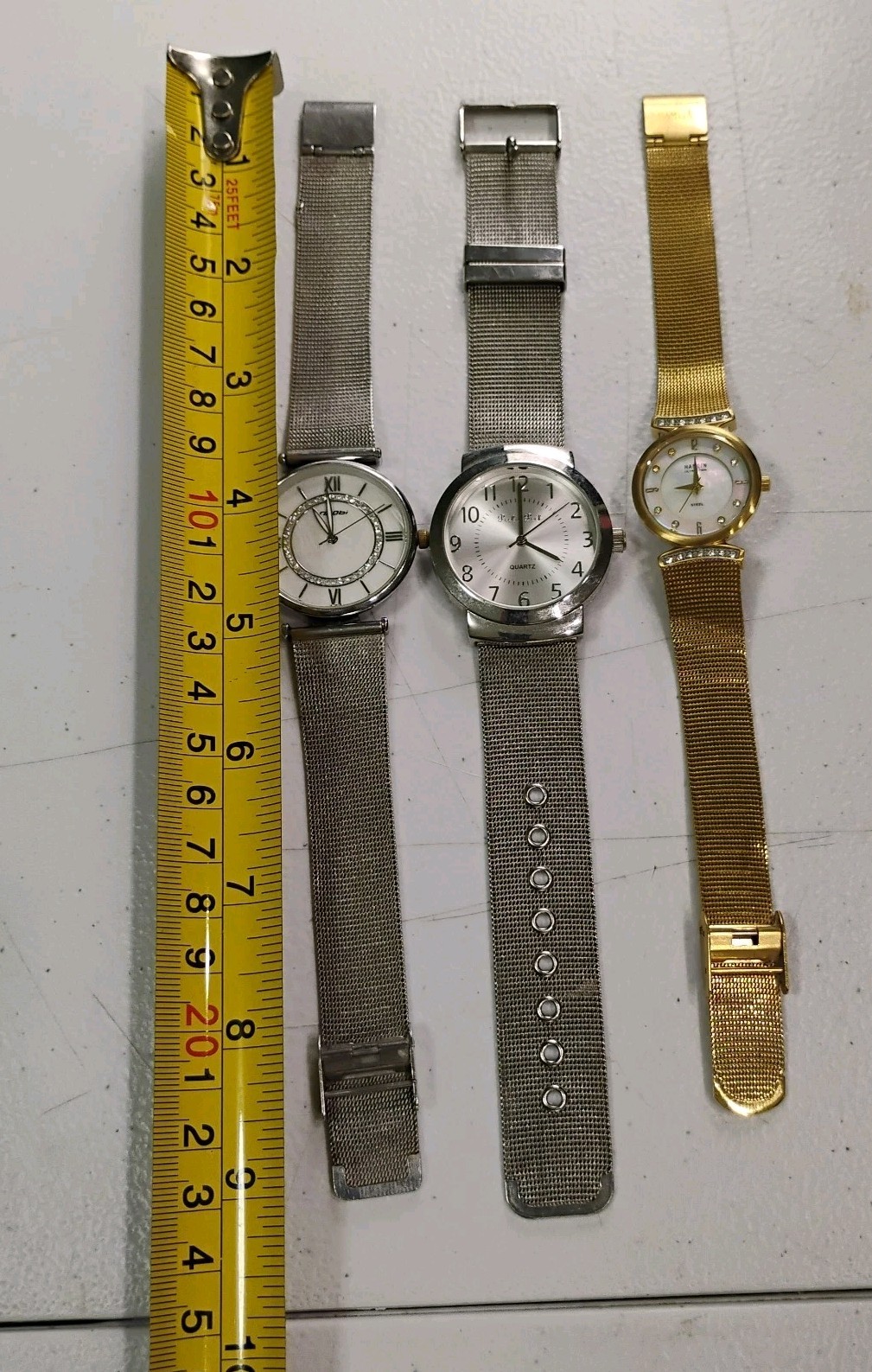 Lot Of 3 Vintage Ladies Stainless Steel Mesh Watches Needs Batteries
