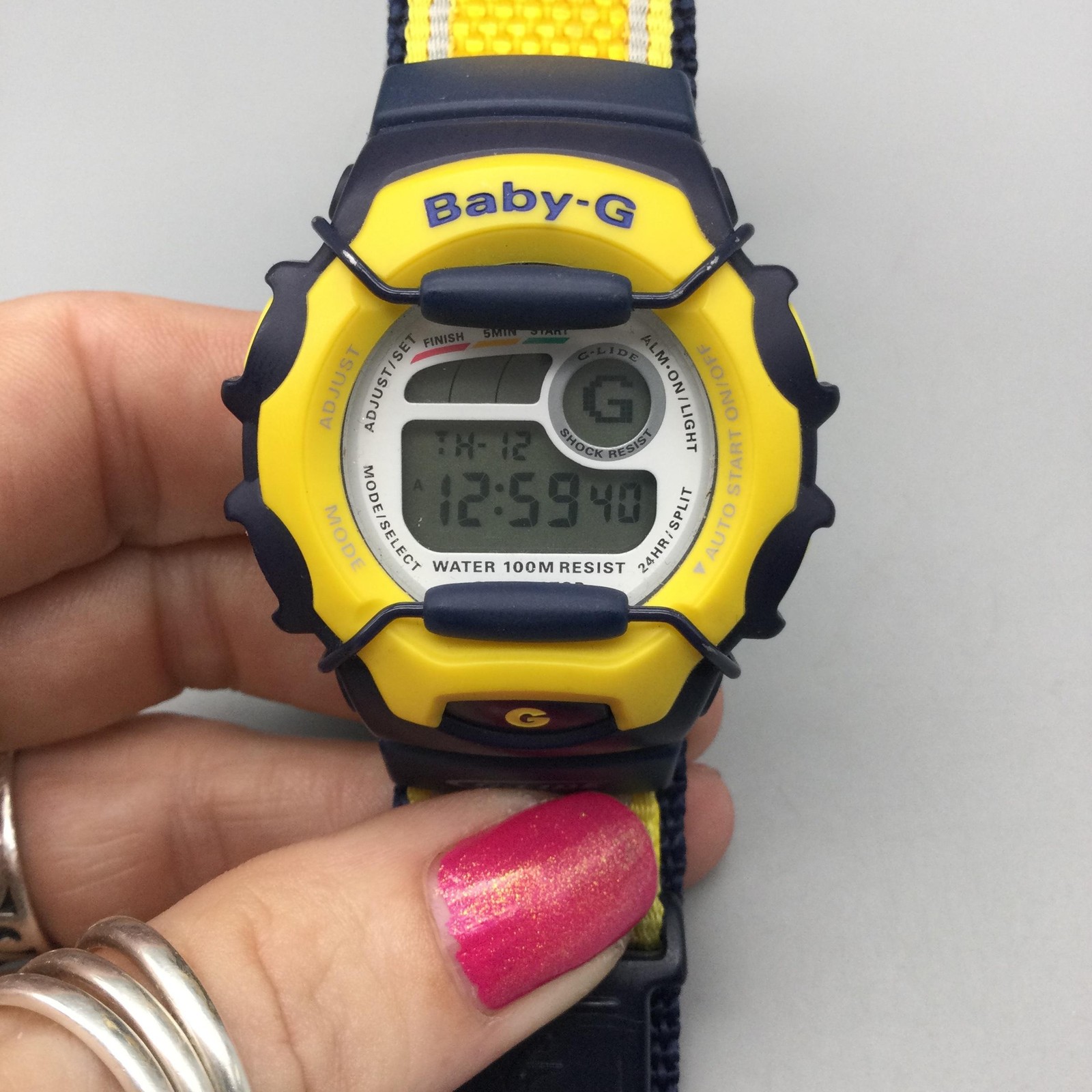 Casio Baby-G G-Lide BGX-132 Unisex Watch 39mm Yellow Blue Digital New Battery