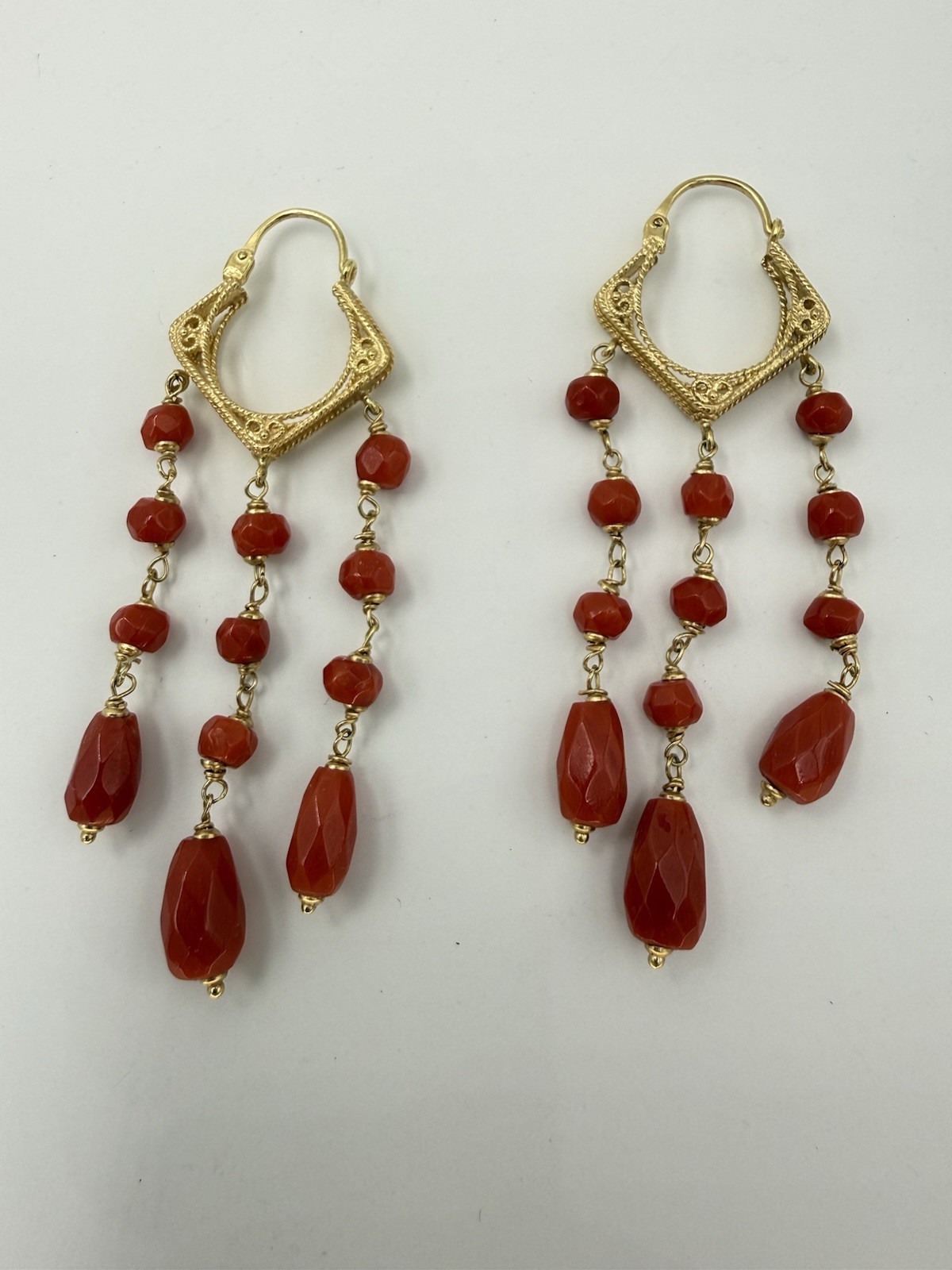 earrings earrings CORALLO red MEDITERRANEAN CORAL solid gold GOLD 18 KT-750