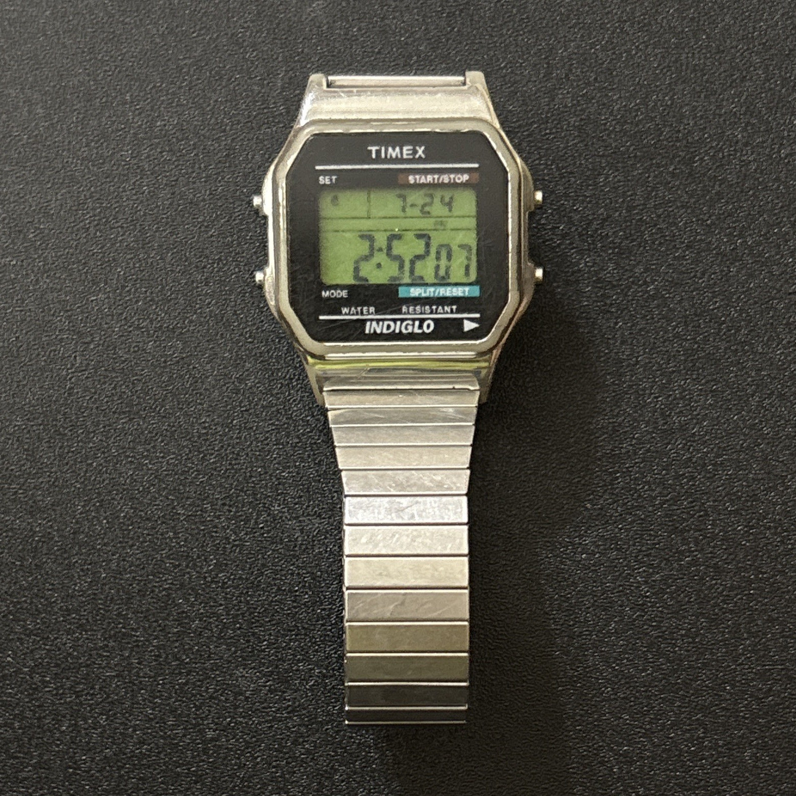 Timex Indiglo Quartz Digital Alarm Chronograph Backlight Silver Metal Bracelet