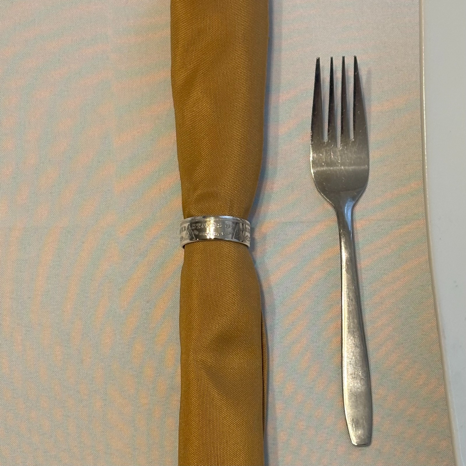 EXCLUSIVE NAPKIN RING made from a 90% SILVER Morgan Dollar COIN USA Handmade