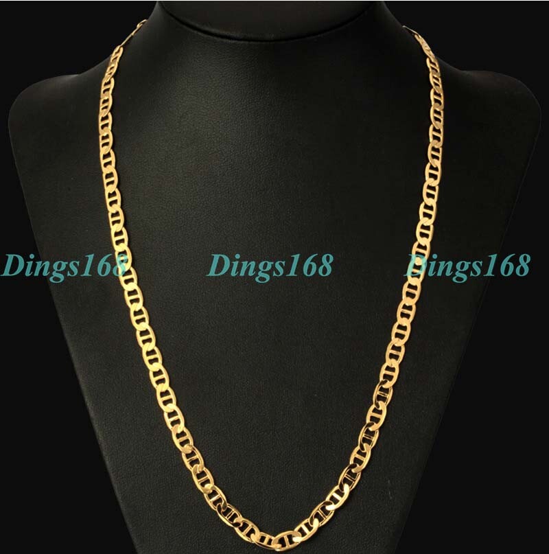 Ladies Real 18K Gold Filled 3mm 20″ Flat Mariner Link Anchor Chain Necklace P081