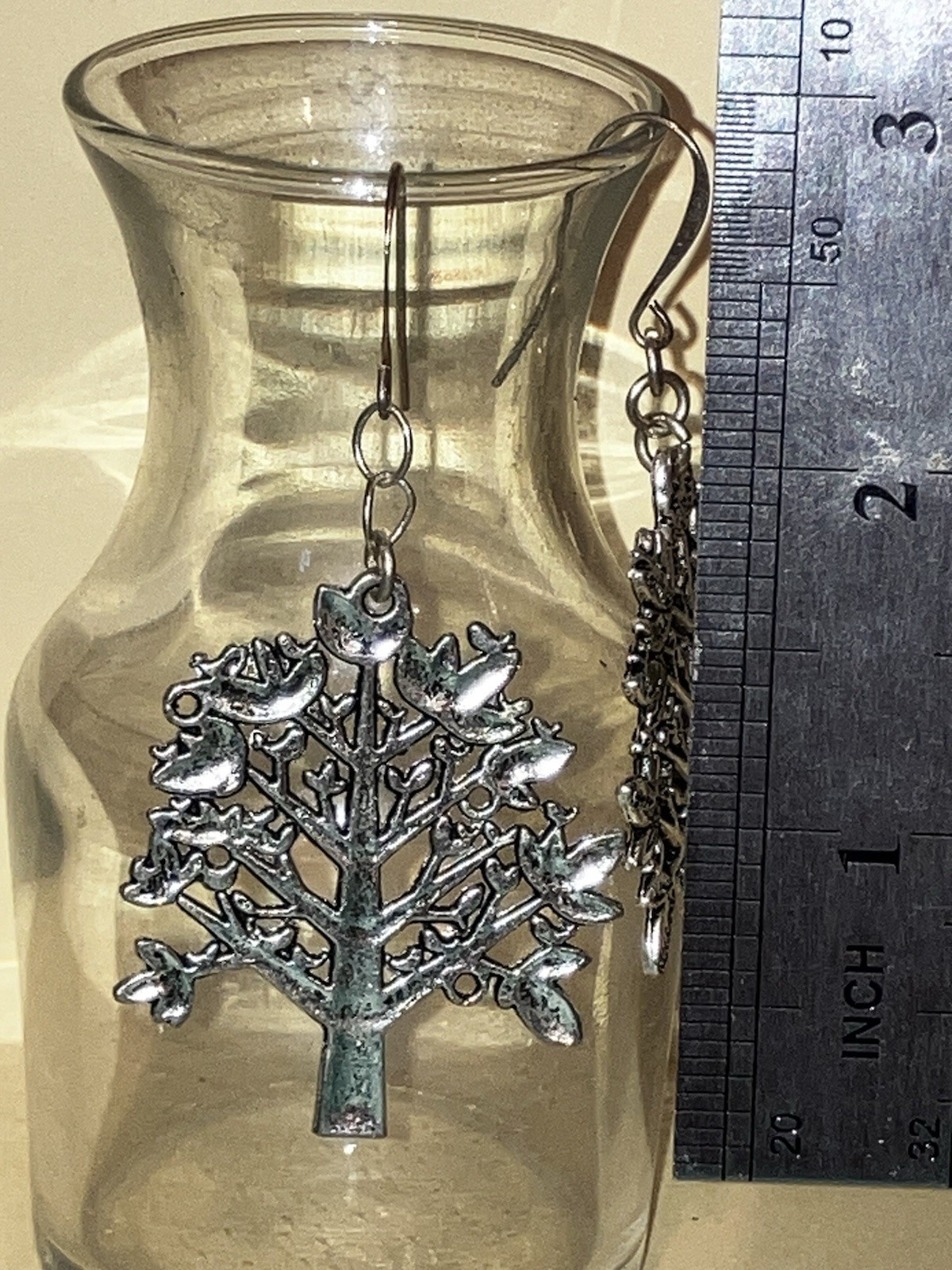 Silver Tone Tree Earrings