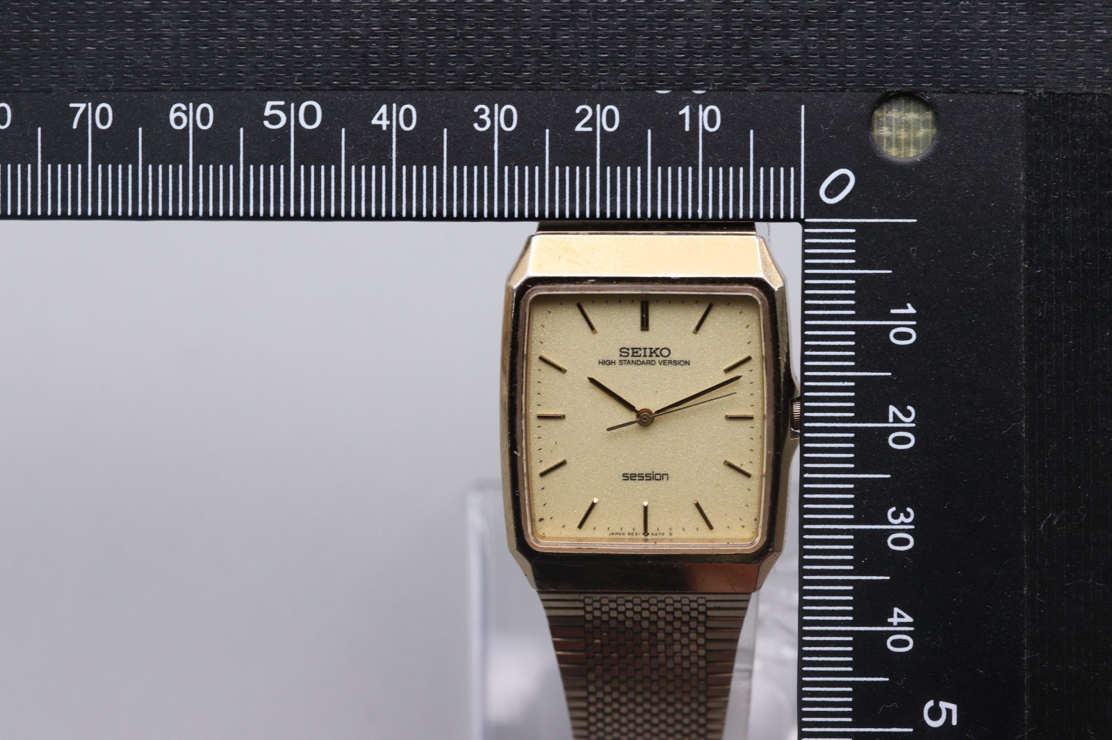 [Exc+5] Vintage Seiko Session 5E31-5A60 Gold Square Tank Mens Qz Watch JAPAN