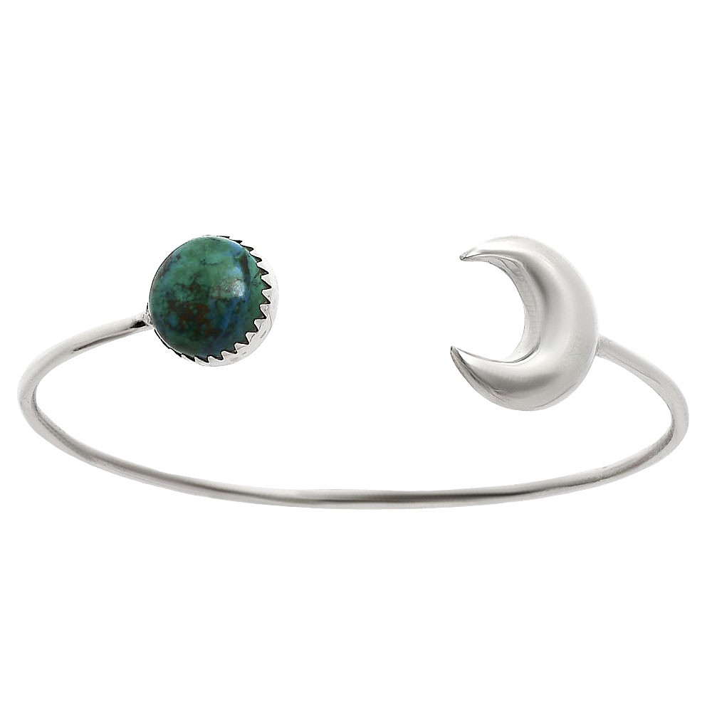 Premium Crescent Moon – Shattuckite 925 Silver Cuff Bangle Bracelet B-1046