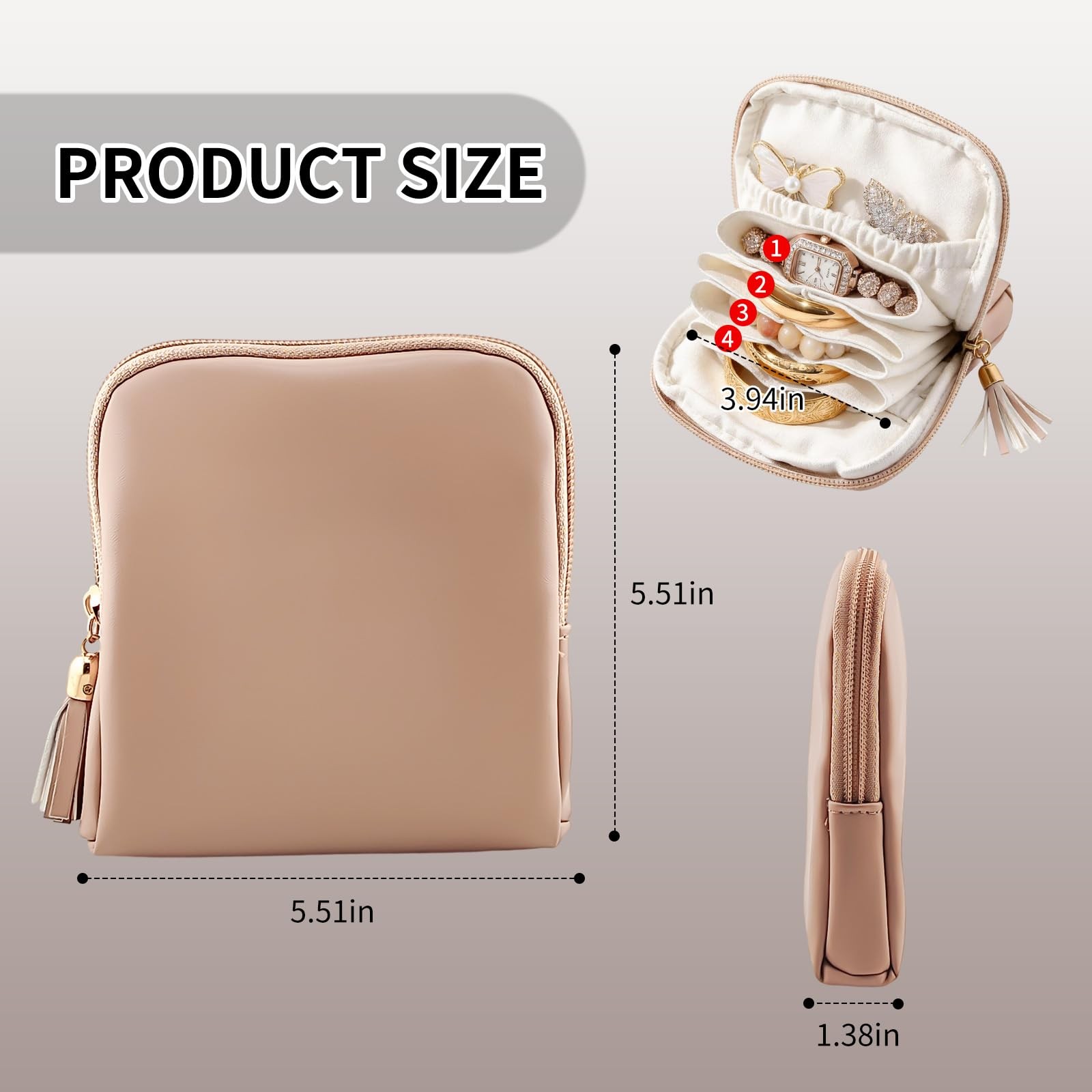 Mini Travel Jewelry Bag, Small Travel Jewelry Case with Zipper, Portable Velv…